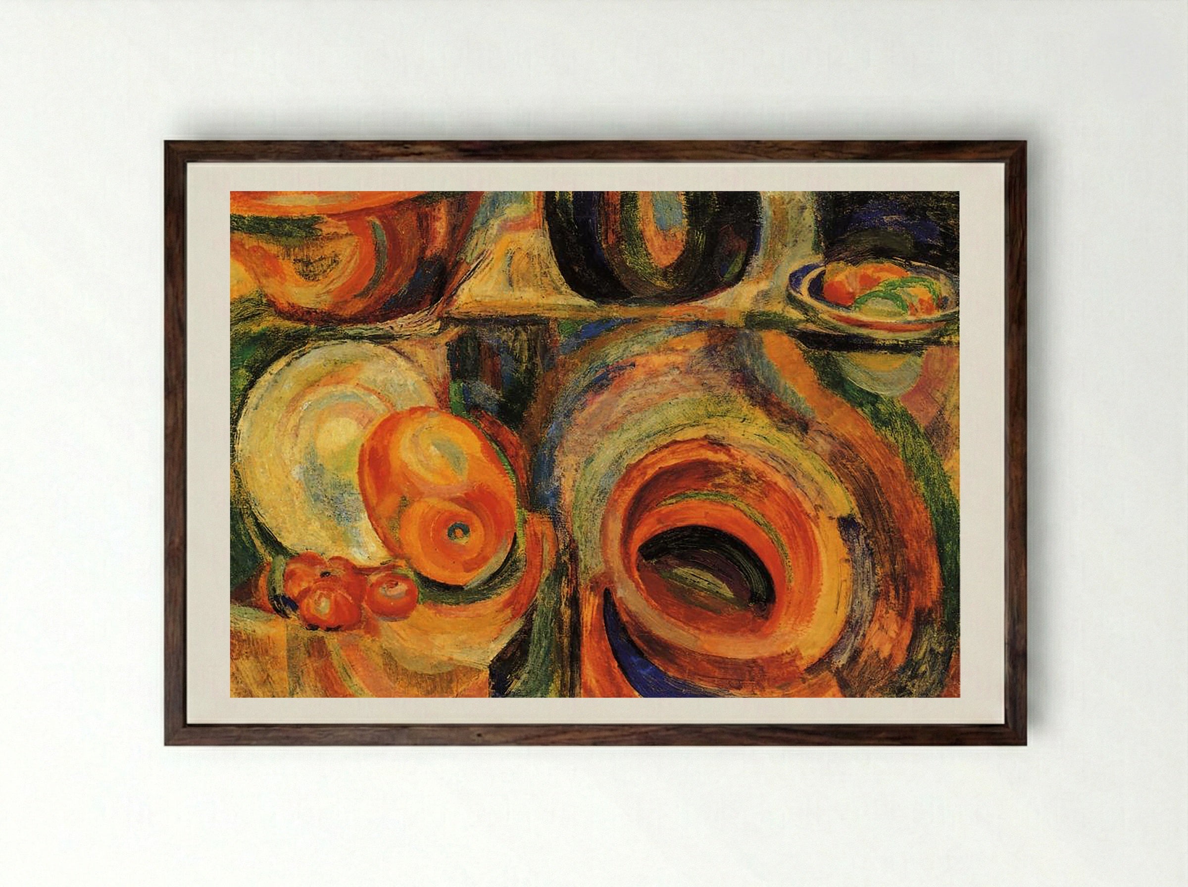 Untitled (Still Life with Fruit and Bowls) - Fine Art Print - Framed Print Dark Wood