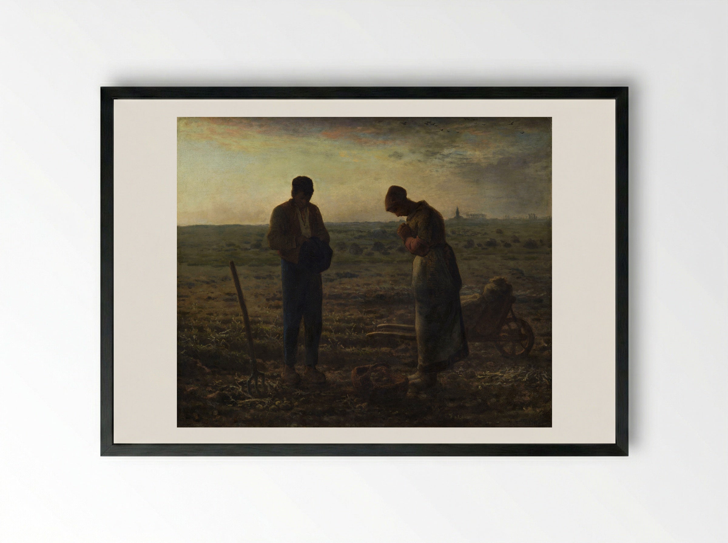 The Angelus - Jean-François Millet - Framed Print Black