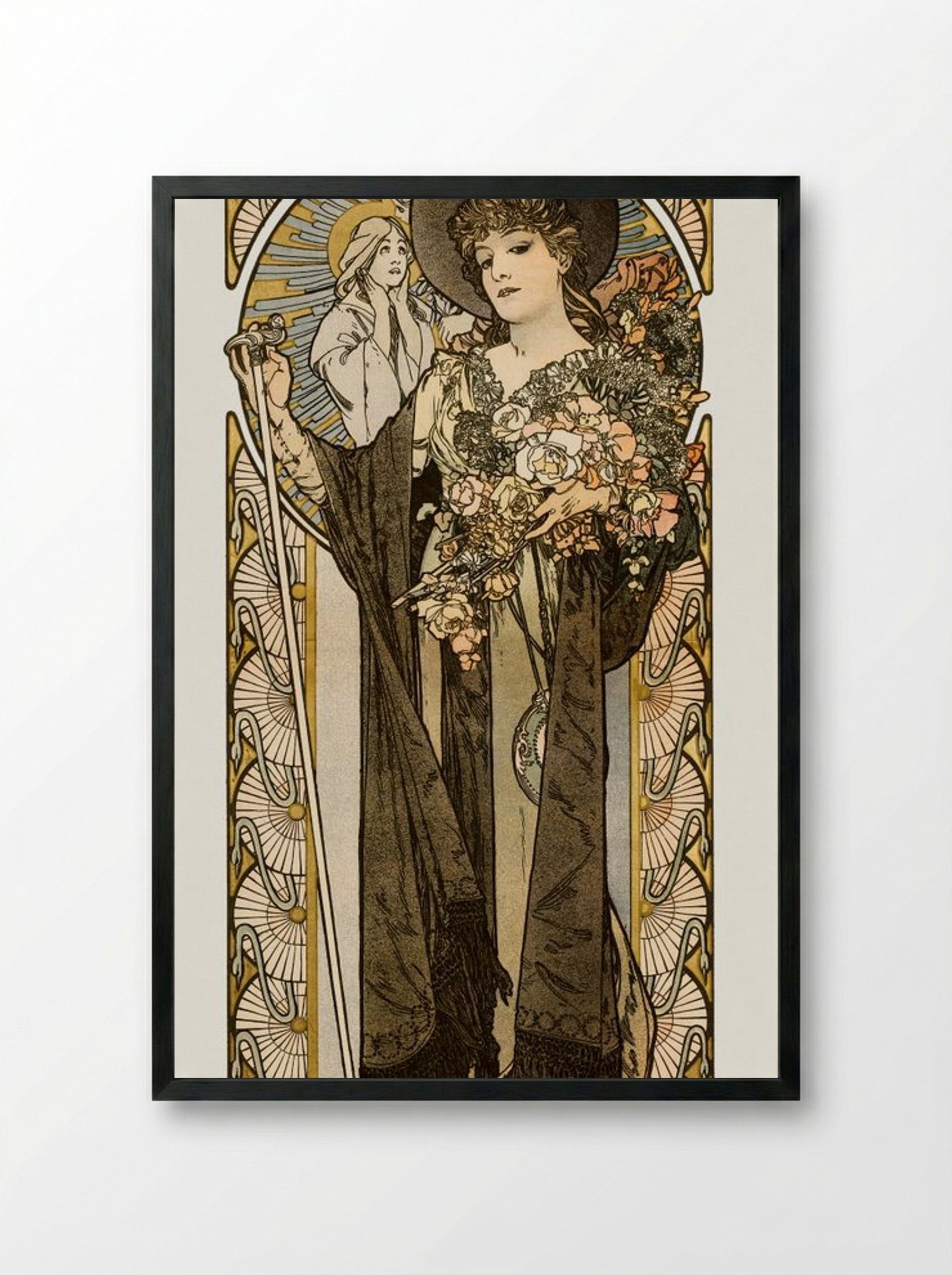 La Tosca (Sarah Bernhardt) - Alphonse Mucha - Framed Print Black