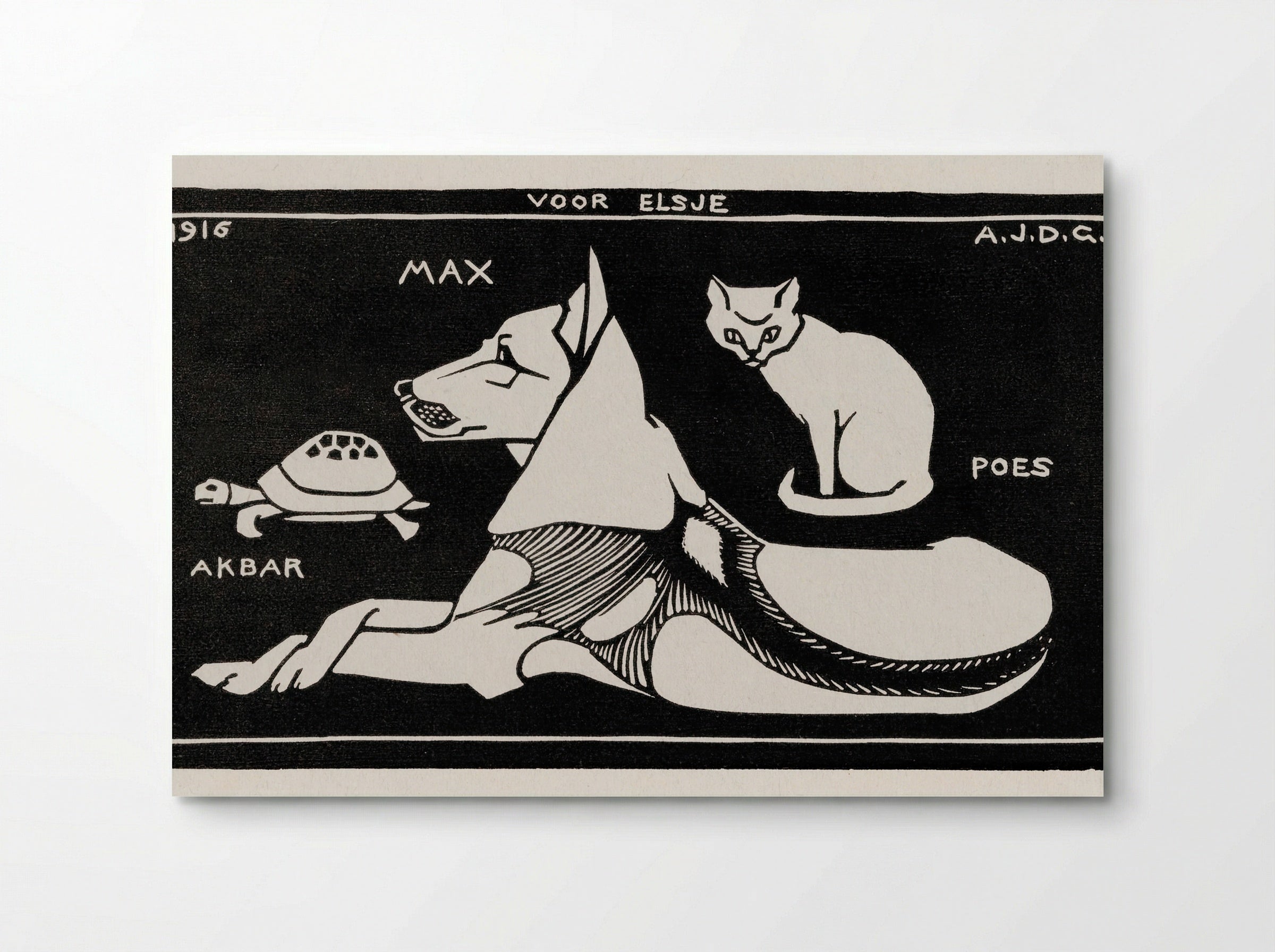 Akbar the Tortoise, Max the Dog and Puss the Cat - Julie de Graag - Poster