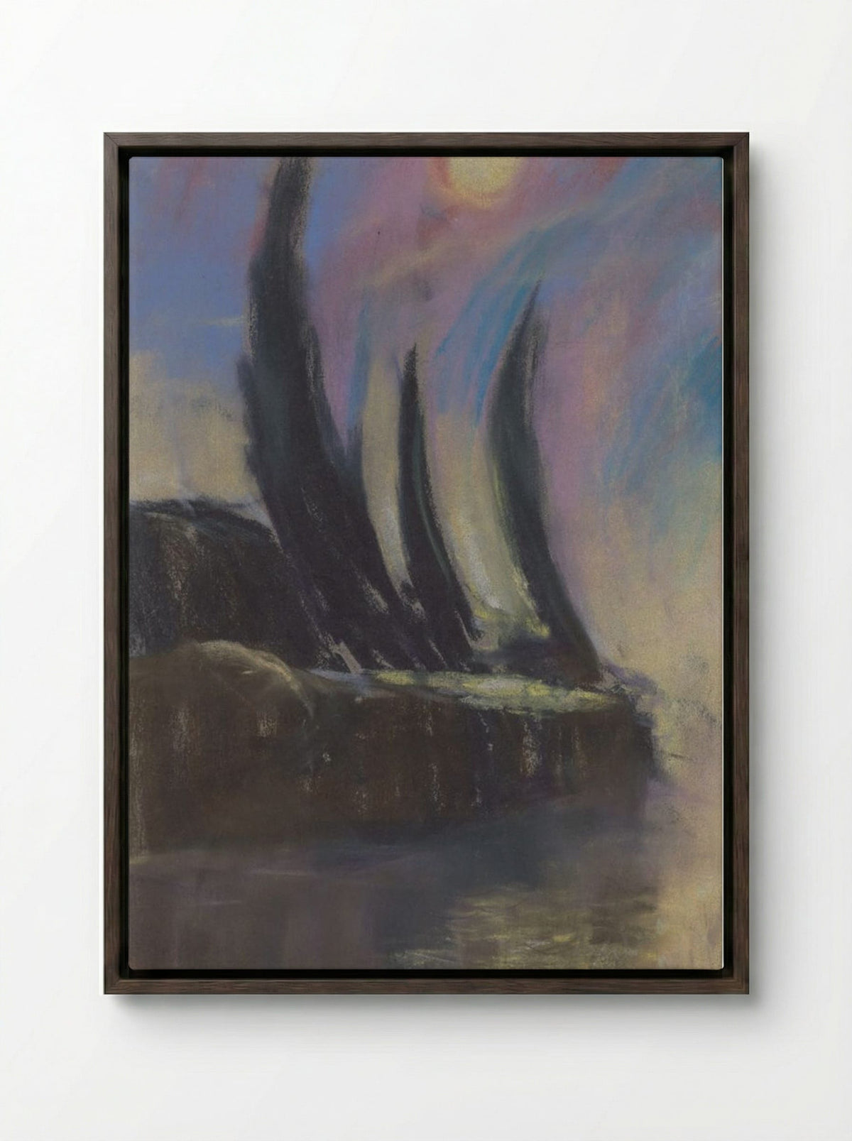 Night Mood - Zolo Palugyay - Framed Canvas Dark Wood