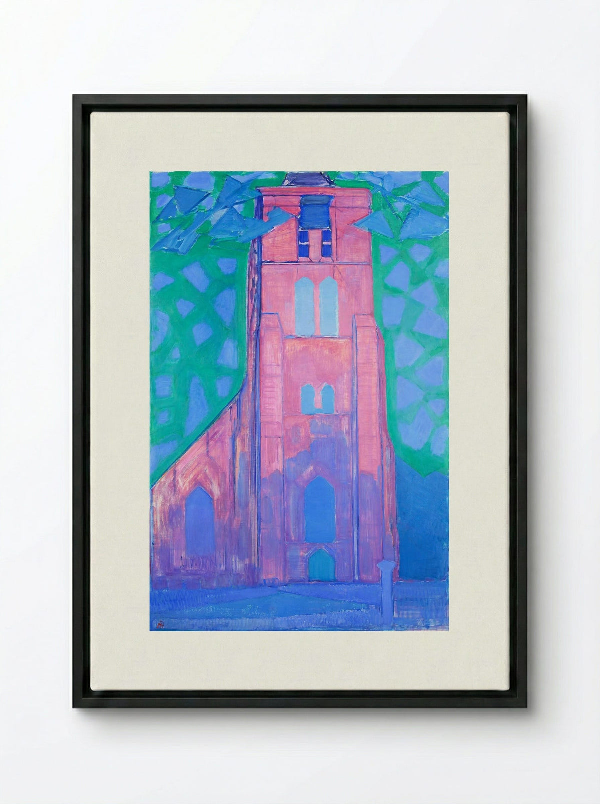 Church Tower at Domburg - Piet Mondrian - Framed Canvas Black