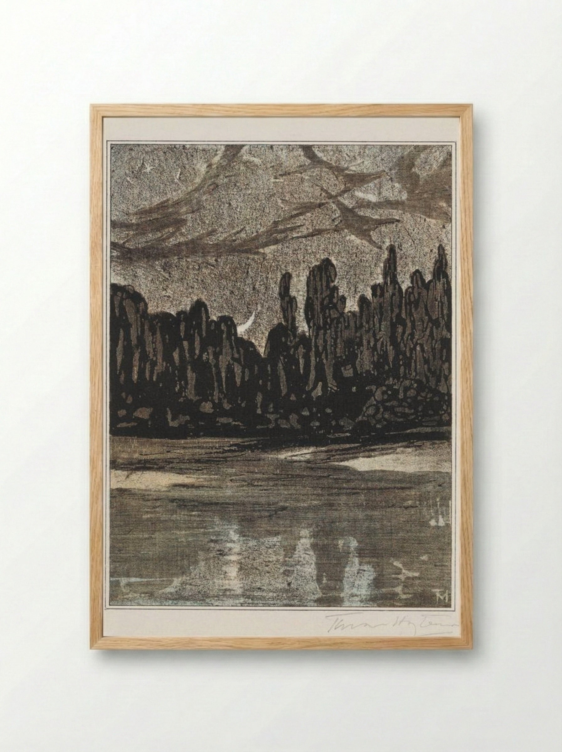 Nocturnal Landscape with Migratory Birds - Theo van Hoytema - Framed Print Wood
