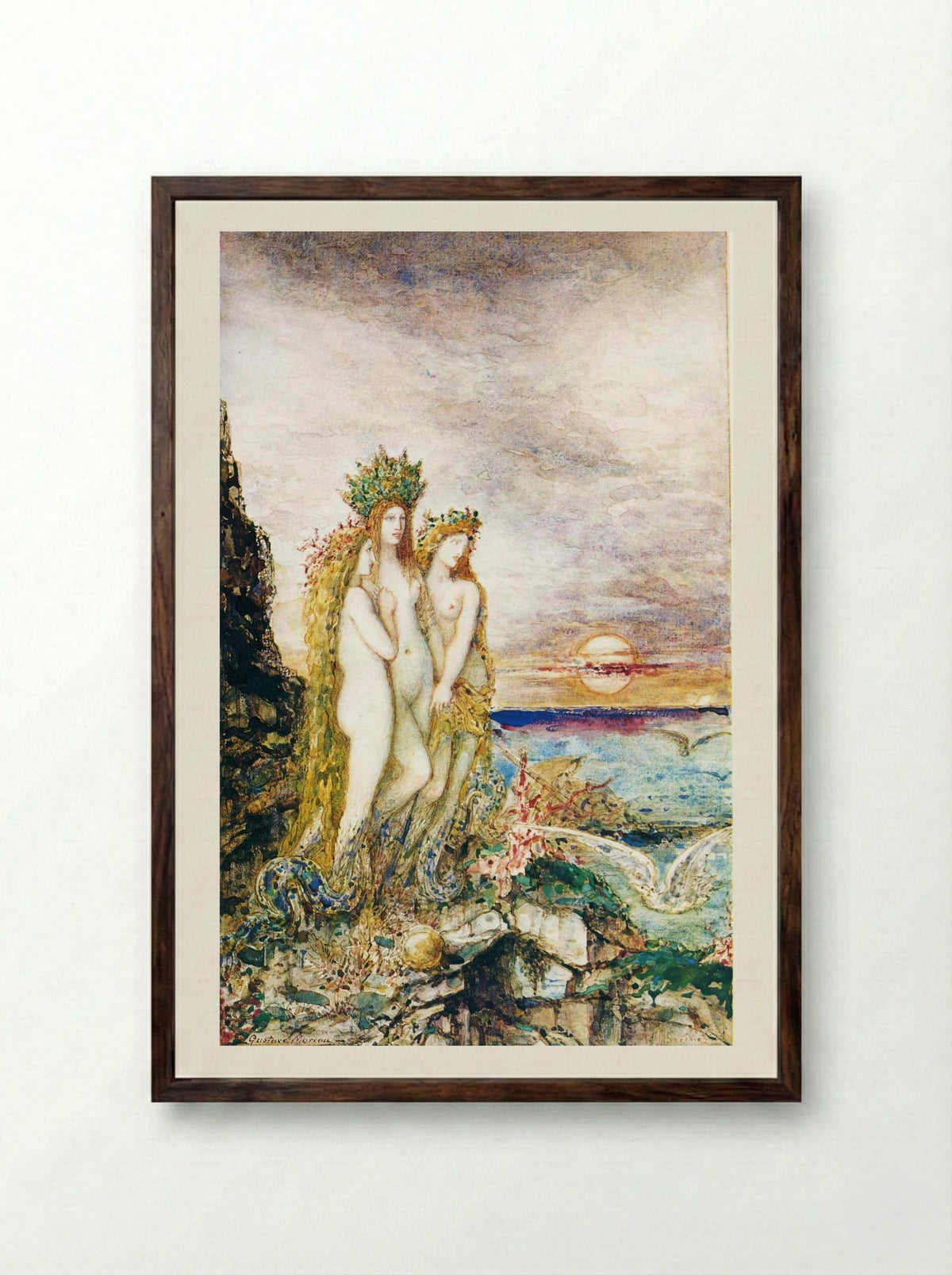 The Sirens - Gustave Moreau - Framed Print Dark Wood