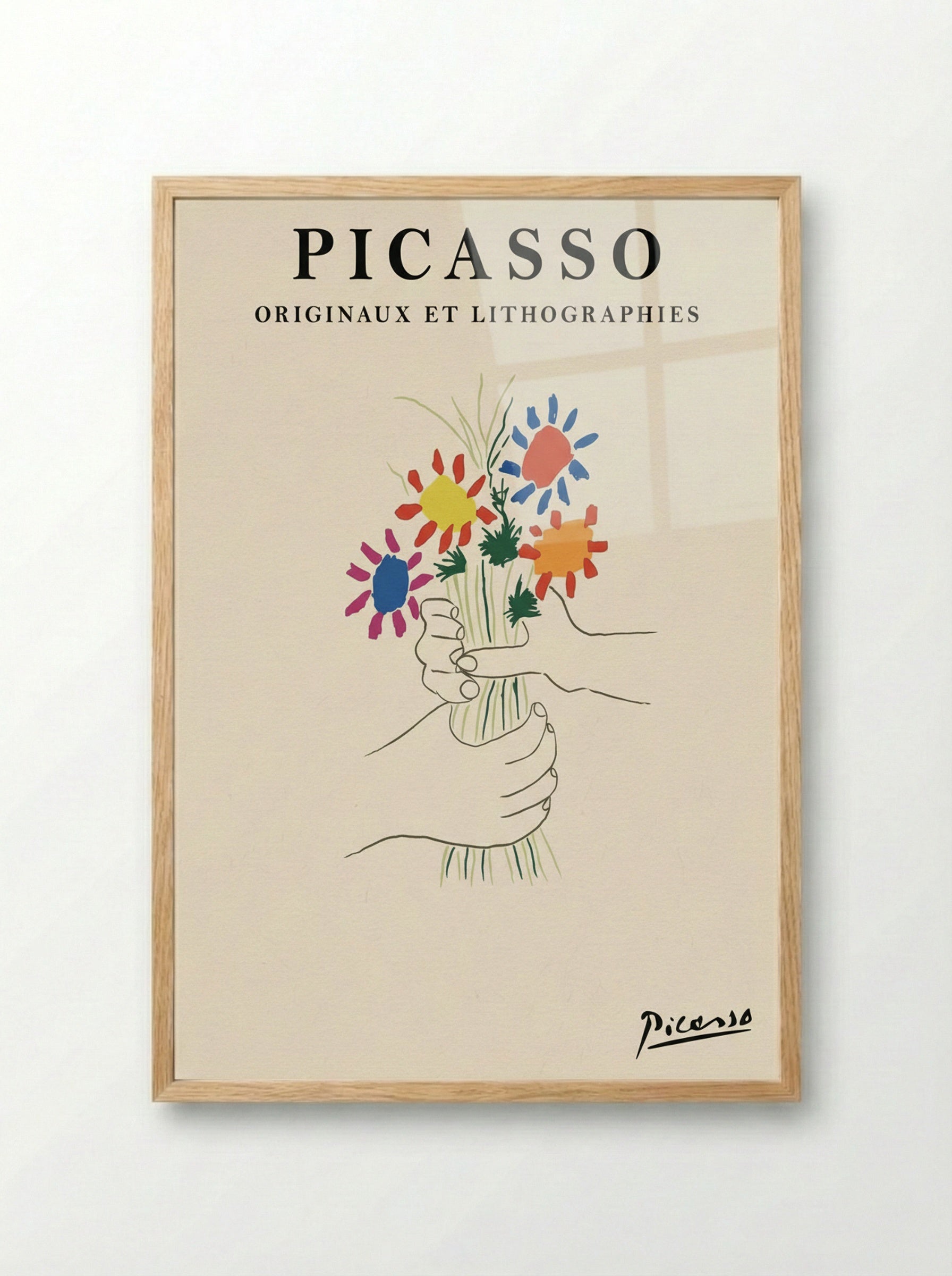 Flowers and Hands - Pablo Picasso - Framed Print Wood