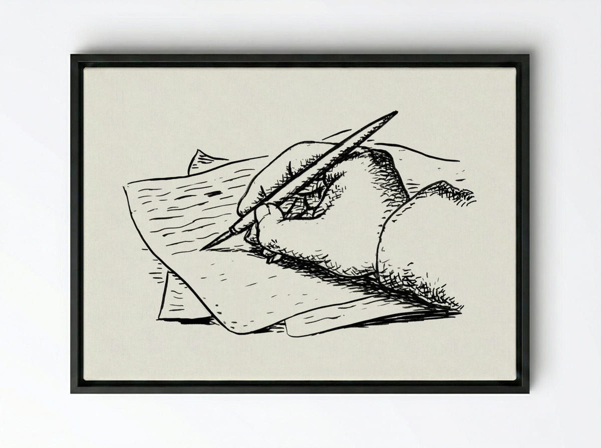 Writing Hand - Leo Gestel - Framed Canvas Black