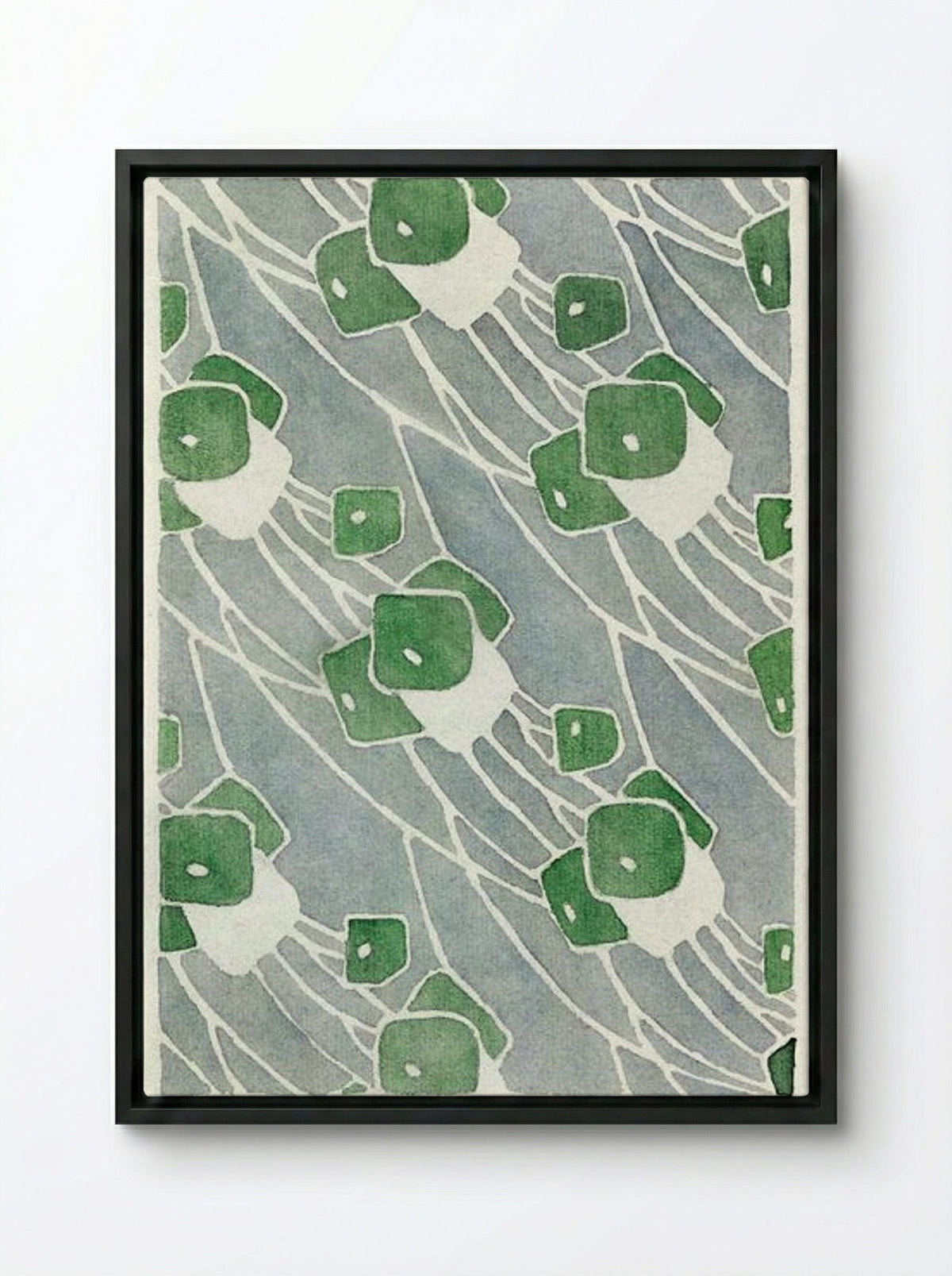 Green Geometric - Hannah Borger Overbeck - Framed Canvas Black