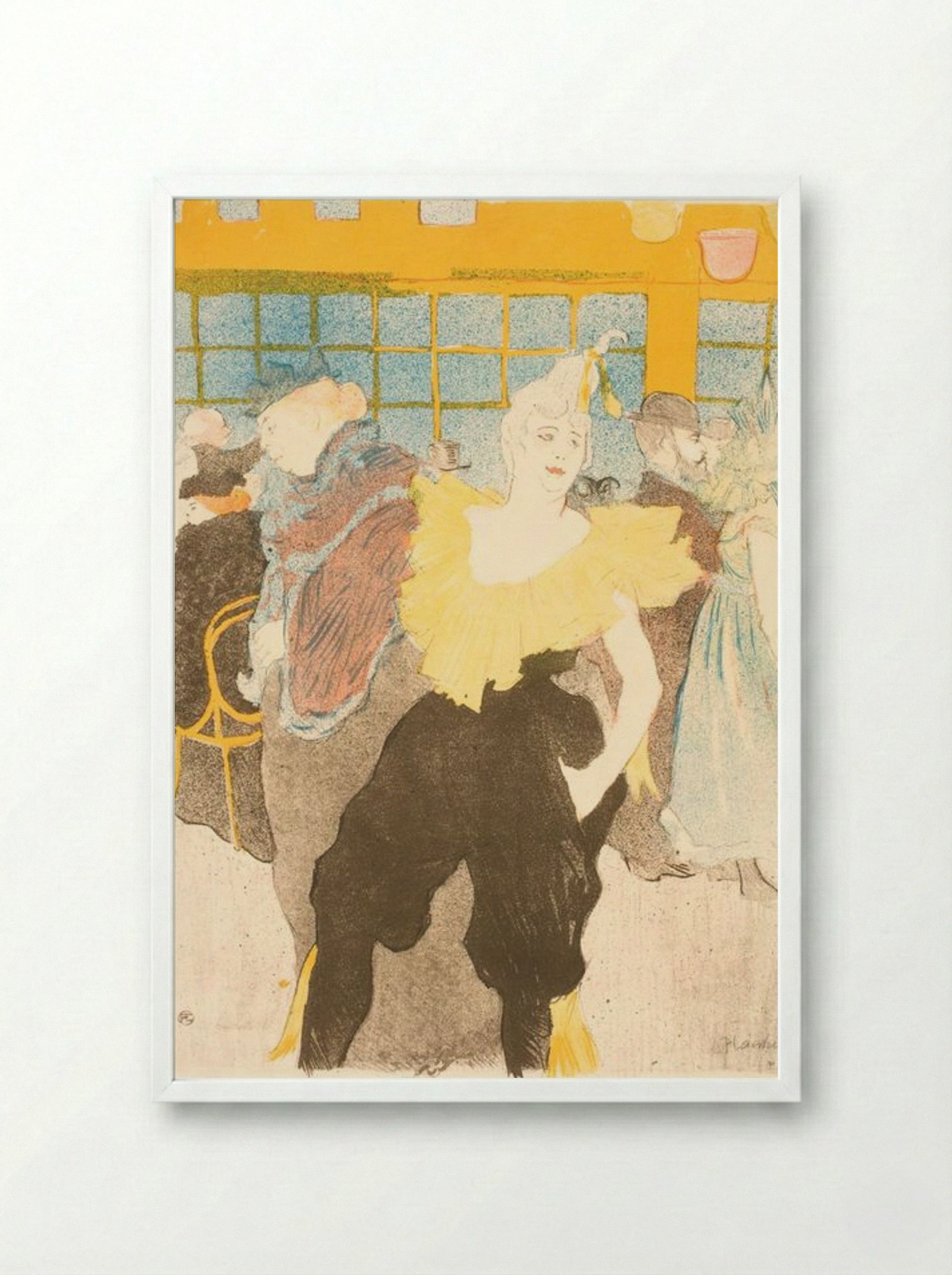 La Clownesse au Moulin Rouge - Henri de Toulouse-Lautrec - Framed Print White