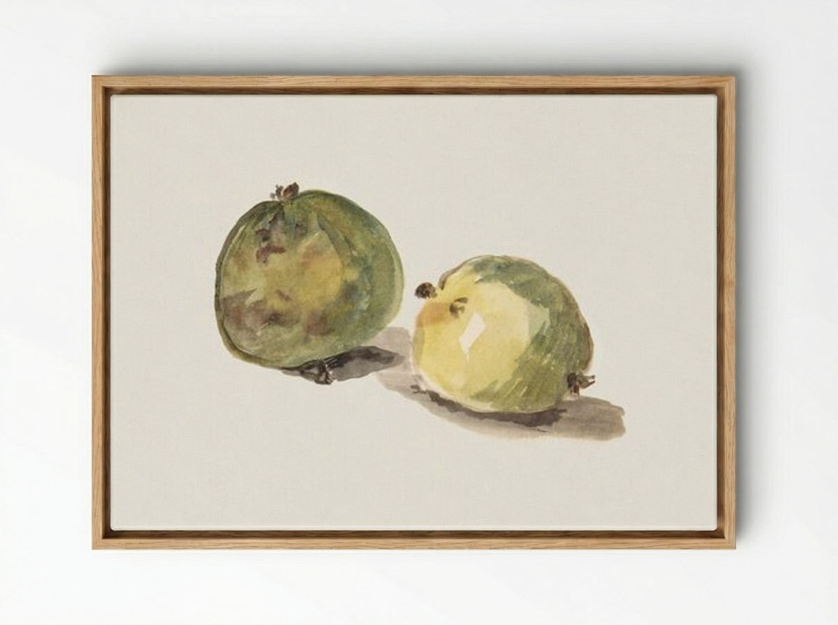 A Letter to Eugène Maus, Decorated with Two Apples - Édouard Manet - Framed Canvas Wood