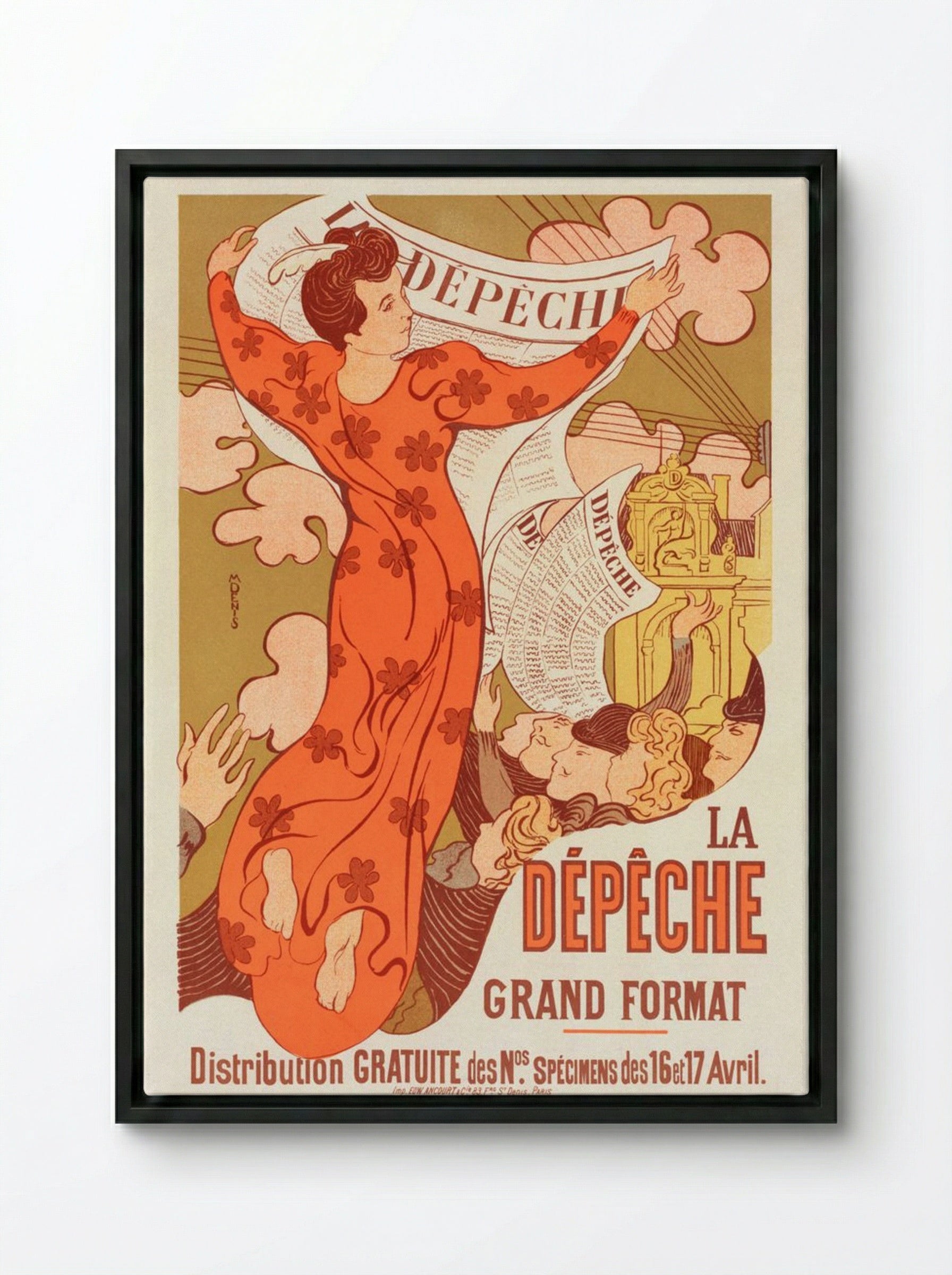 Poster for La Dépêche de Toulouse - Maurice Denis - Framed Canvas Black