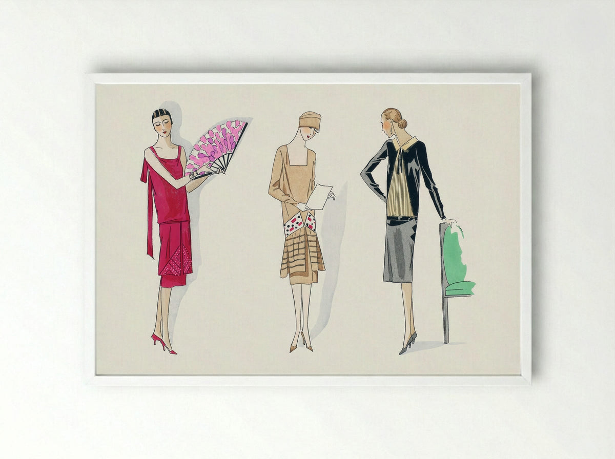 Three Dresses, 1926 - Bernard et Armand - Framed Print White