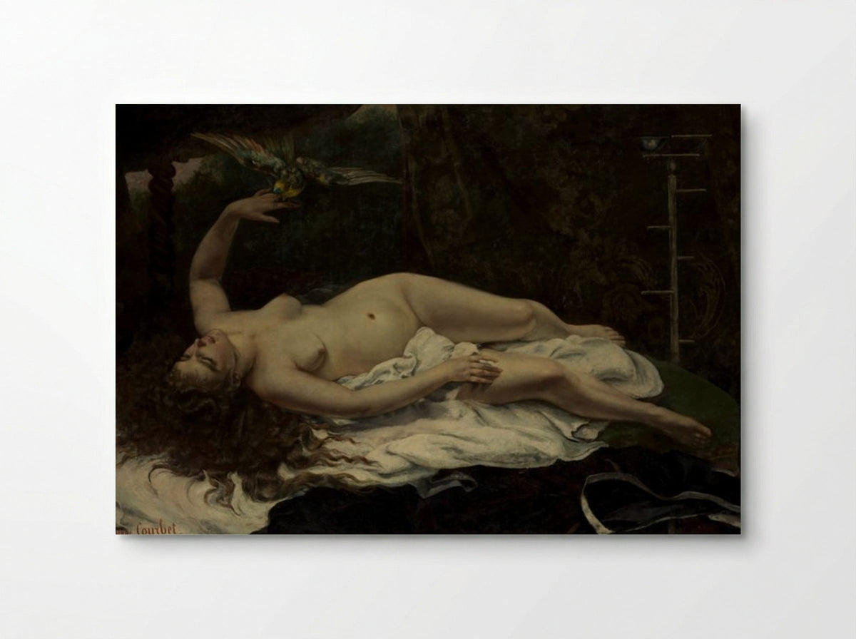 Woman with a Parrot - Gustave Courbet - Poster
