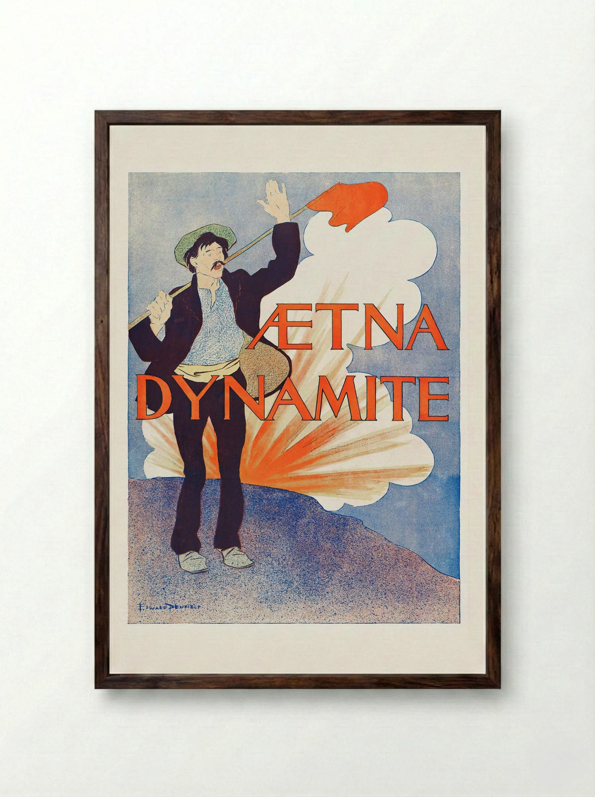 Aetna Dynamite - Edward Penfield - Framed Print Dark Wood
