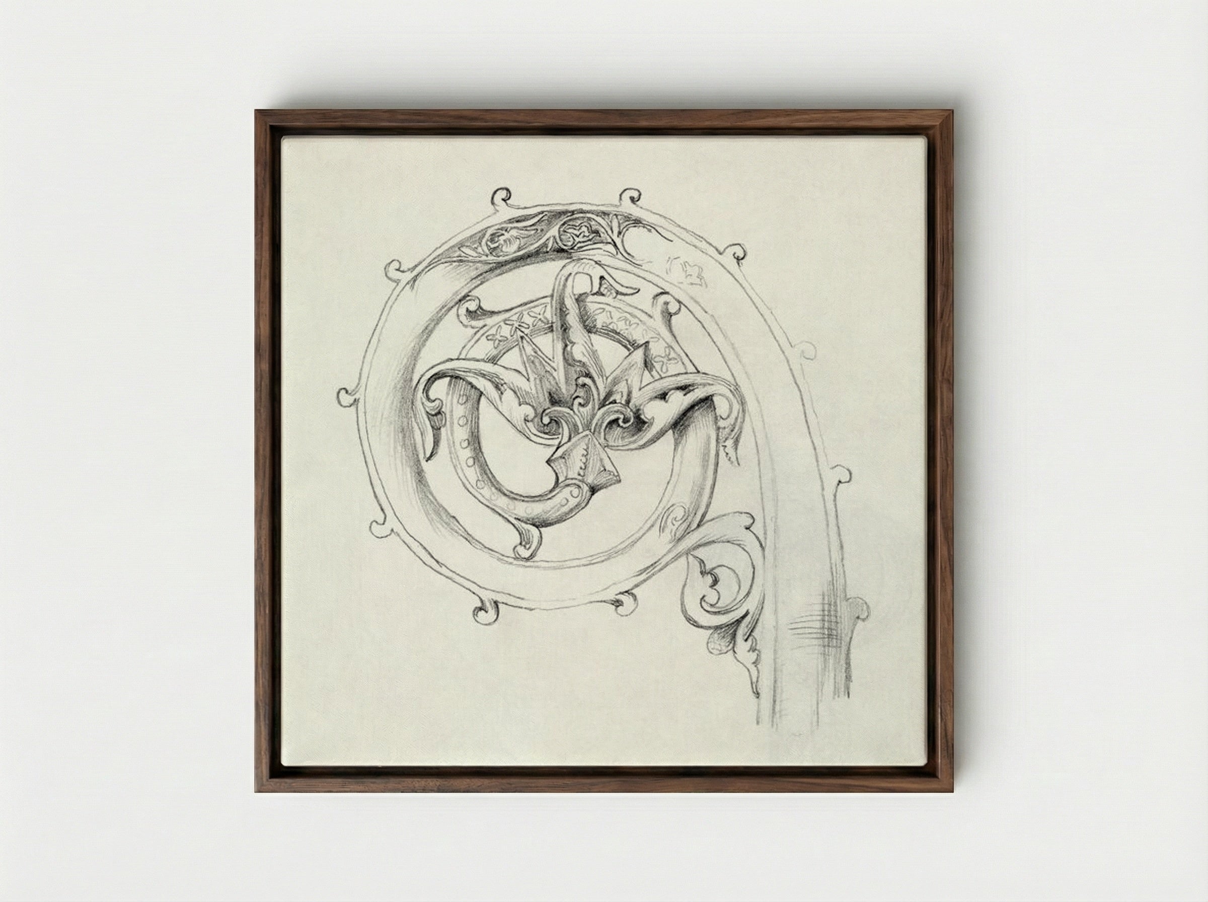 Sketch of Byzantine Ornament - Edward Burne-Jones - Framed Canvas Dark Wood