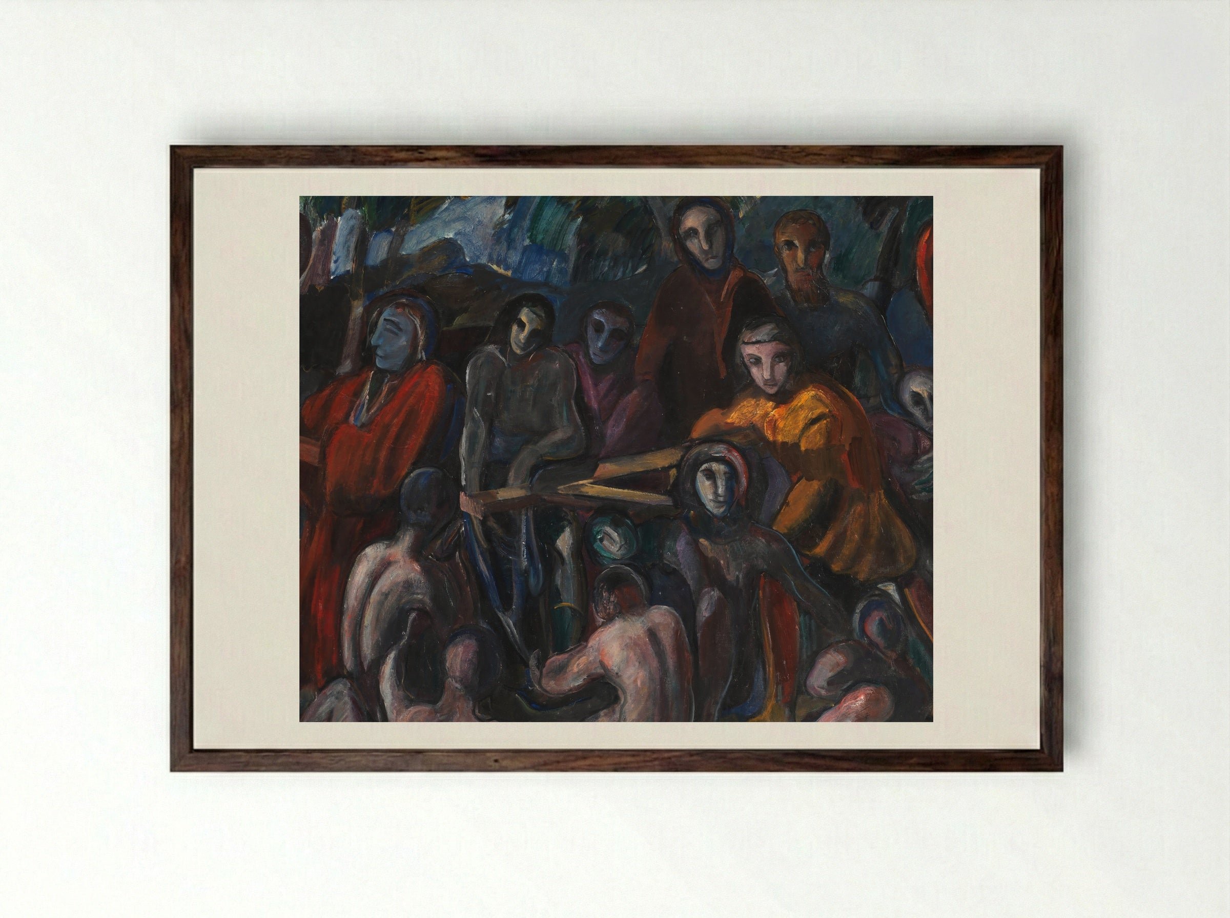 The Road to Golgotha - Jens Adolf Jerichau - Framed Print Dark Wood