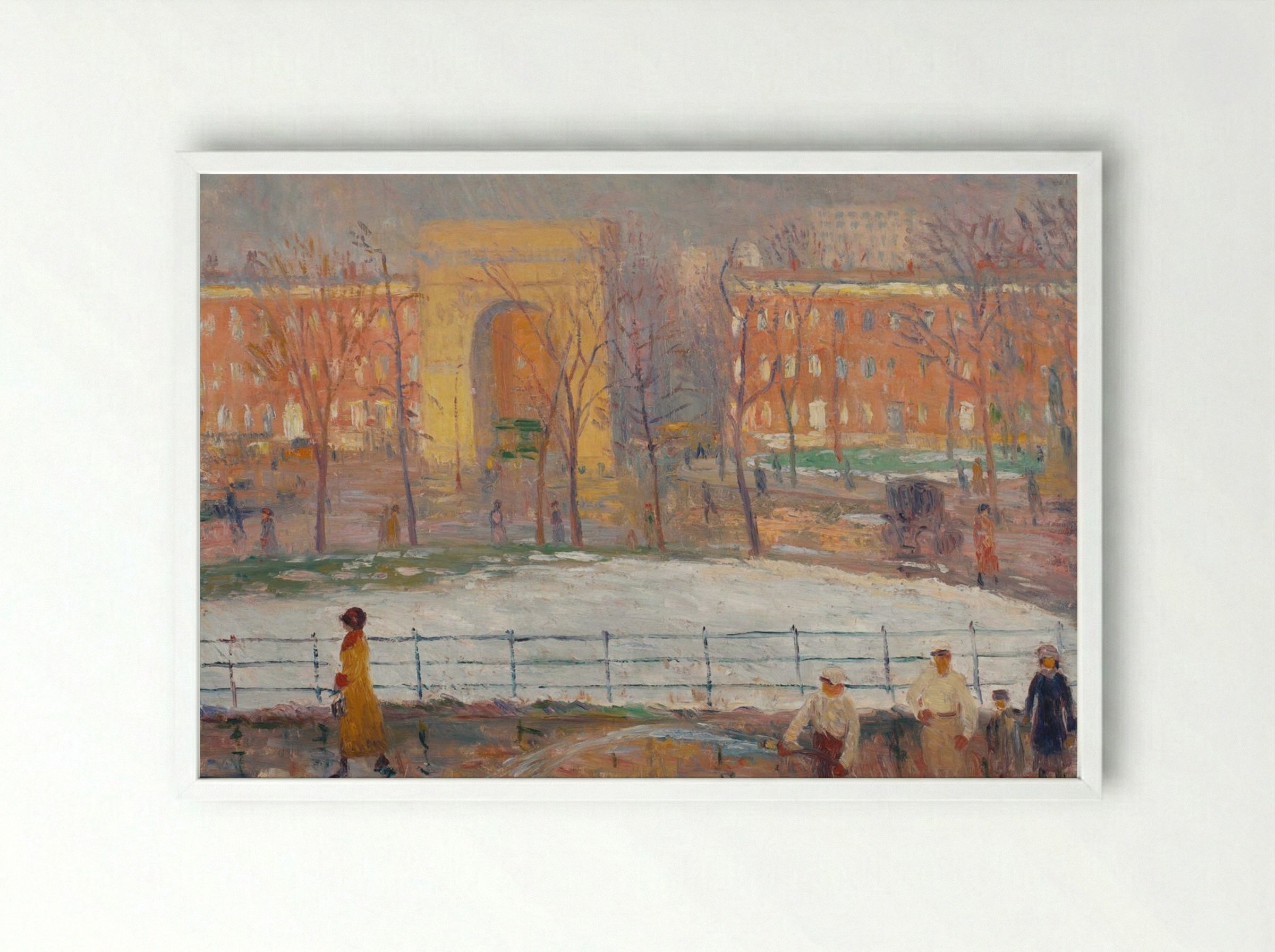 Street Cleaners, Washington Square - William James Glackens - Framed Print White