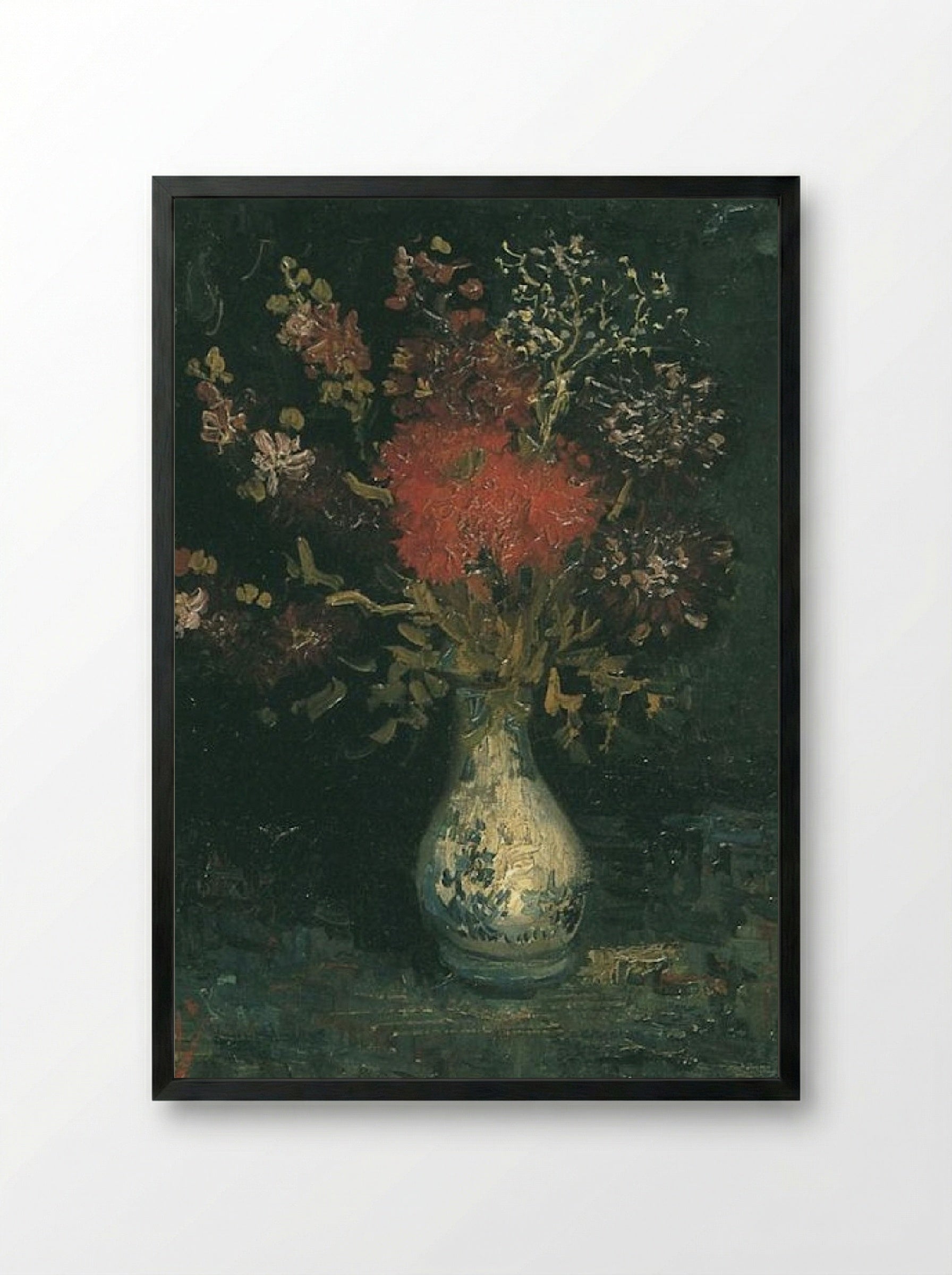 Vase with Flowers - Vincent van Gogh - Framed Print Black