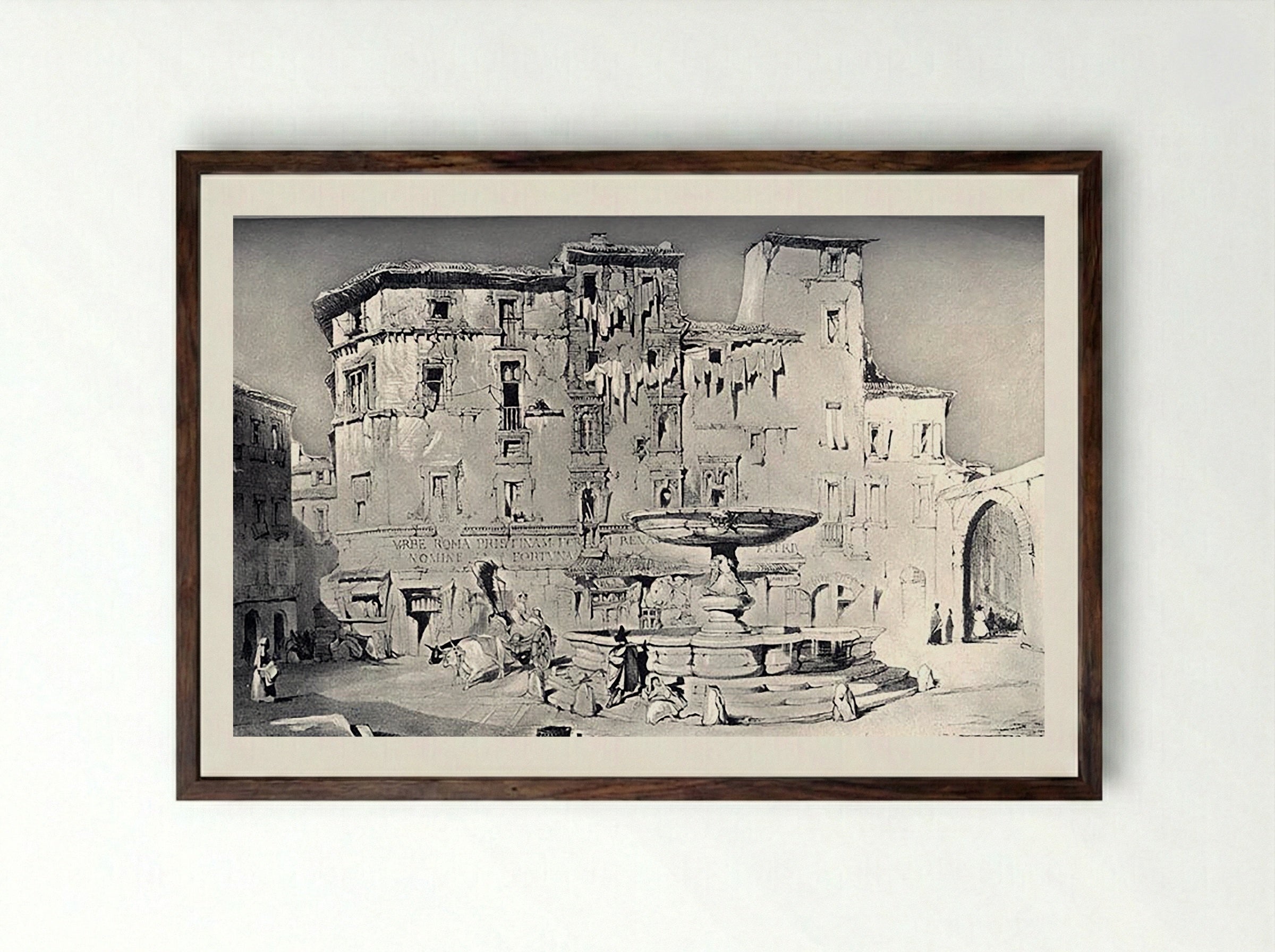 Piazza Santa Maria del Pianto, Rome - Fine Art Print - Framed Print Dark Wood