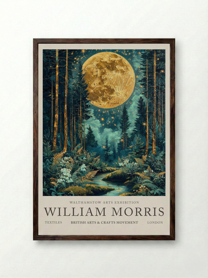 Moonlit Forest - William Morris - Framed Print Dark Wood