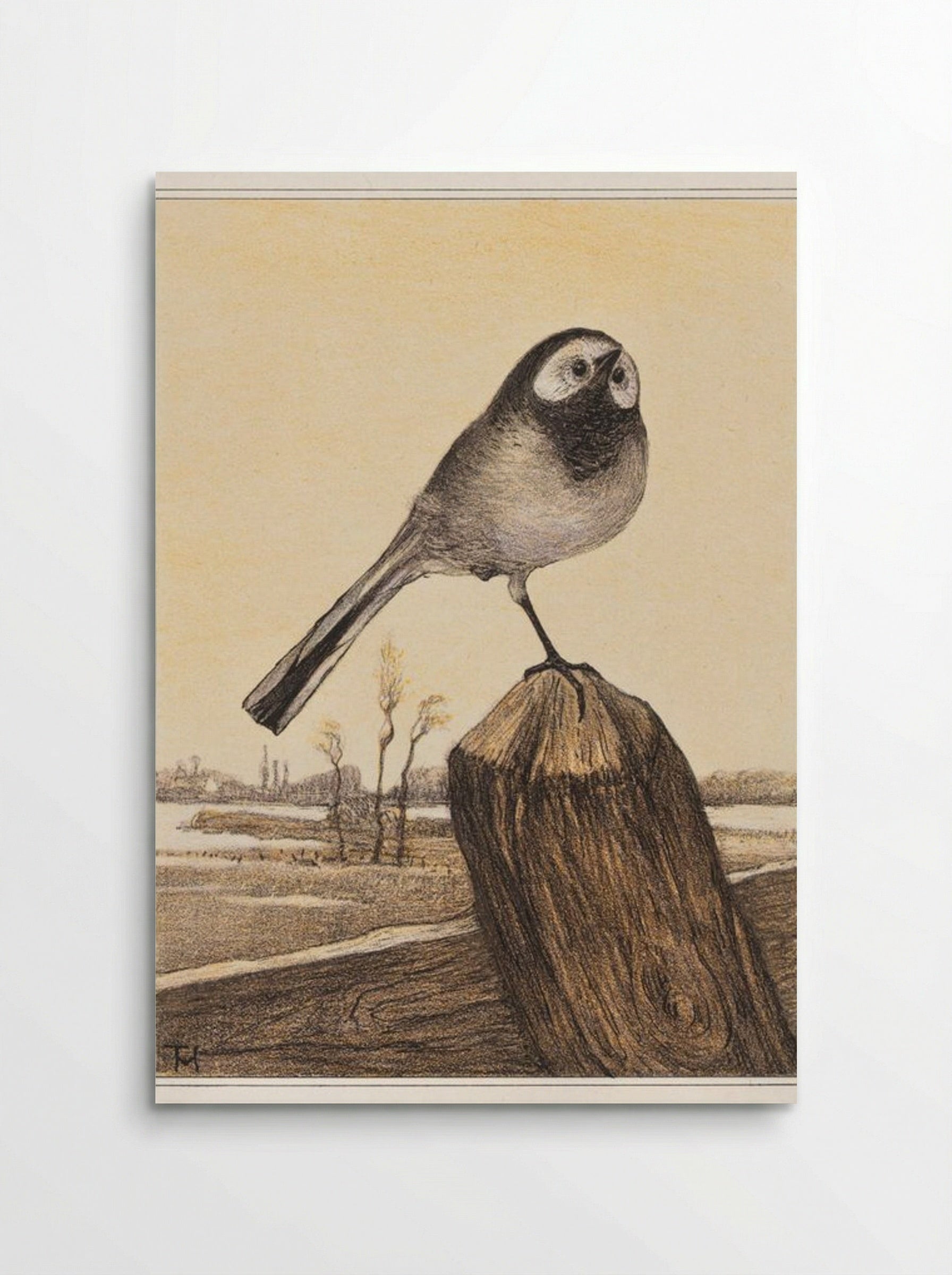 Kwikstaart op paal (Wagtail on a Post) - Theo van Hoytema - Poster