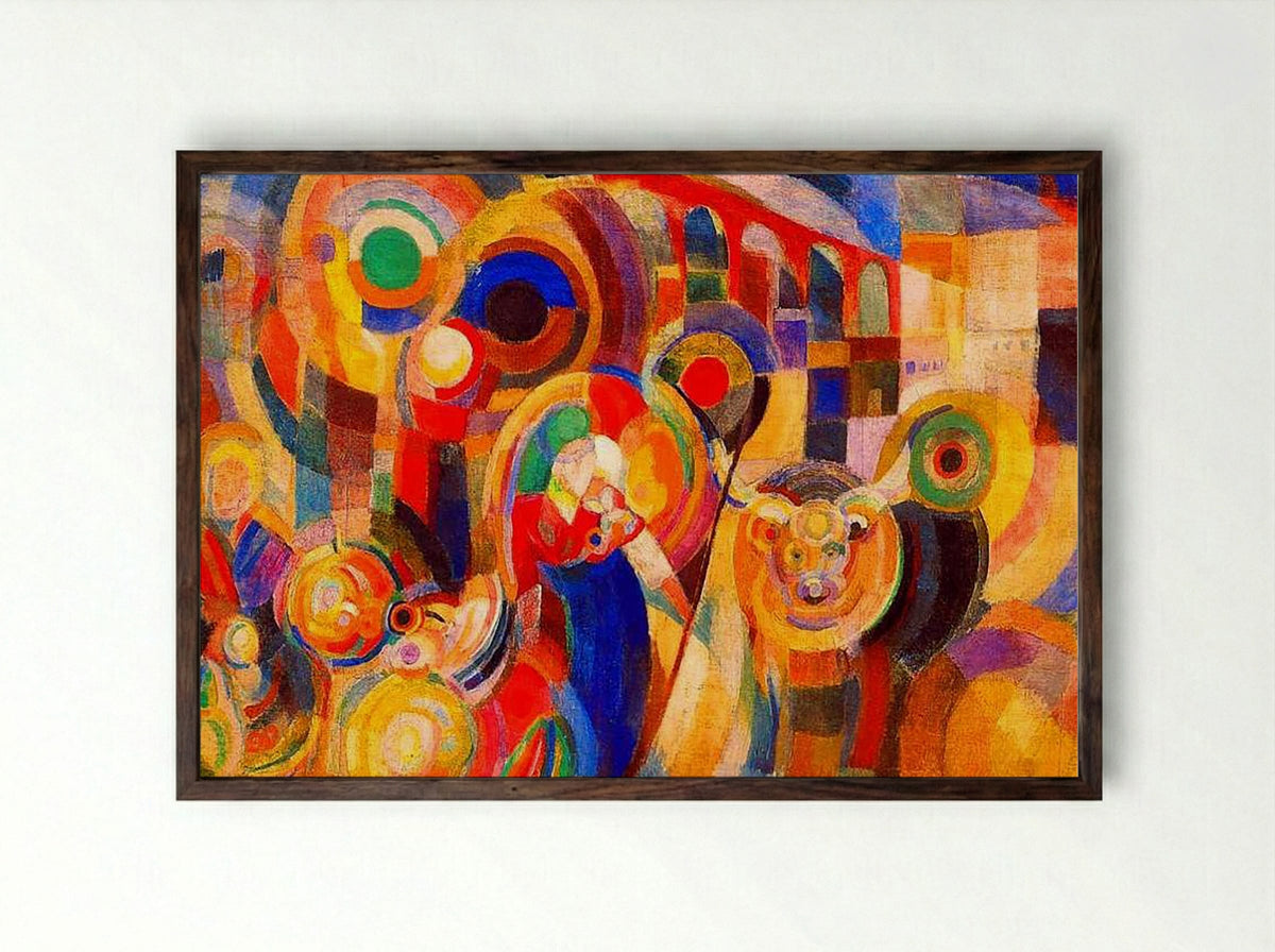 Marché au Minho (Market at Minho) - Sonia Delaunay-Terk - Framed Print Dark Wood