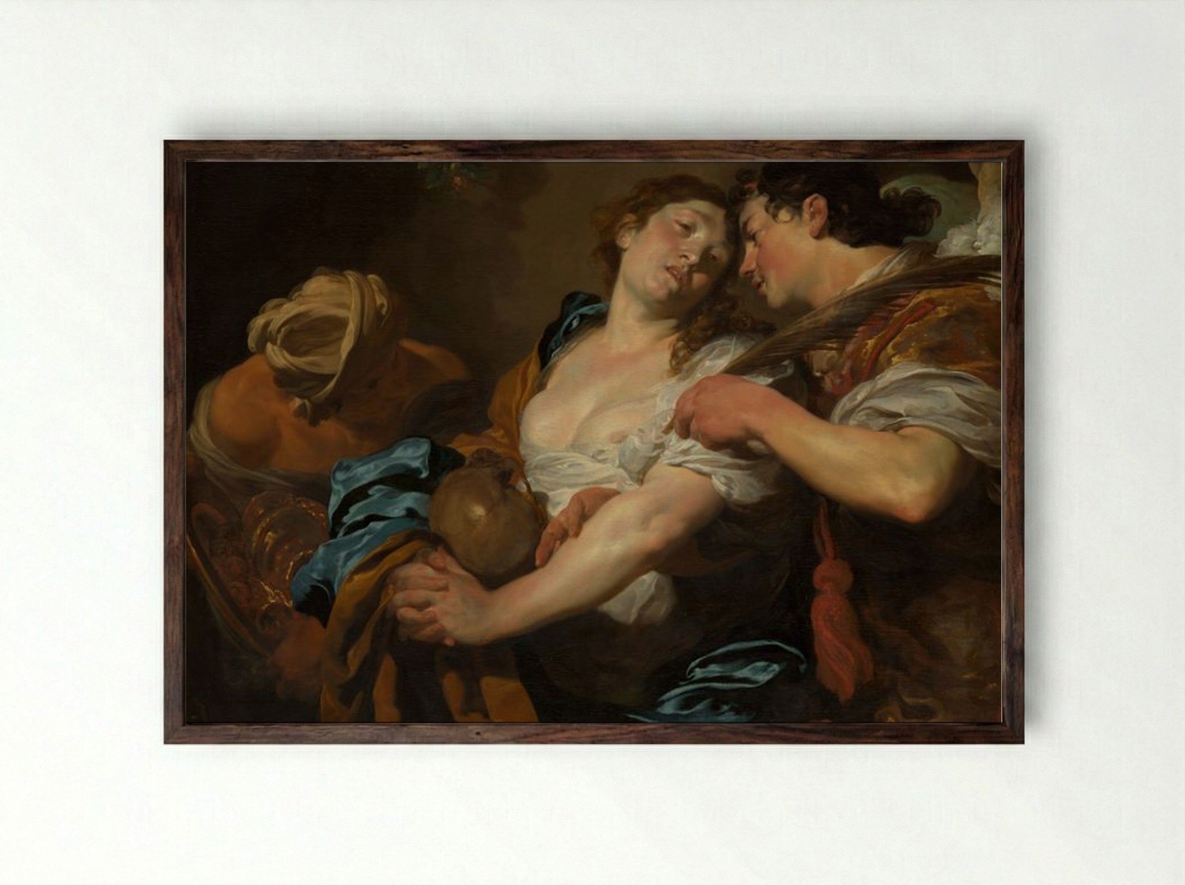 The Temptation of Saint Mary Magdalen - Johann Liss - Framed Print Dark Wood