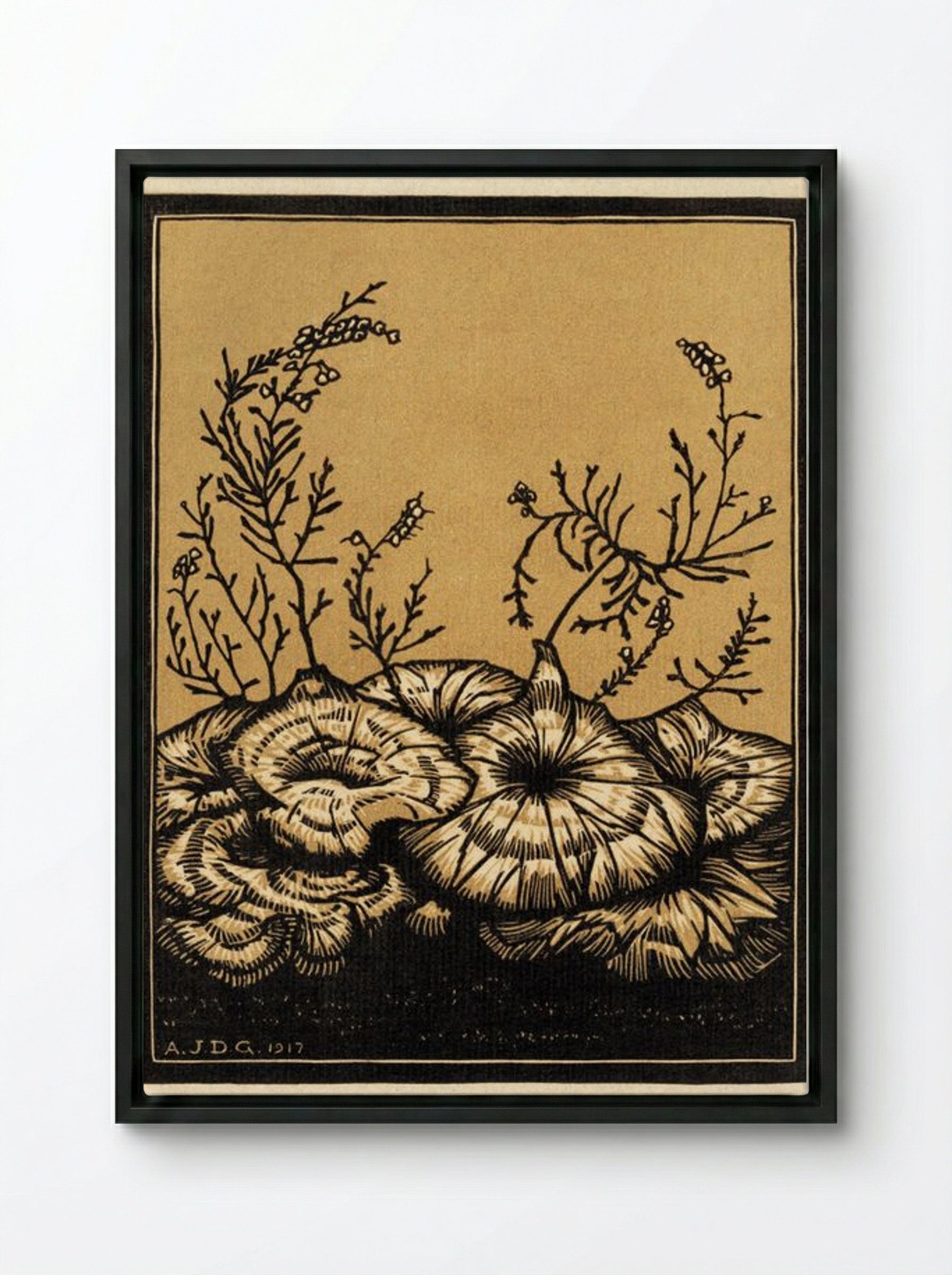 Blossoming Plants - Julie de Graag - Framed Canvas Black