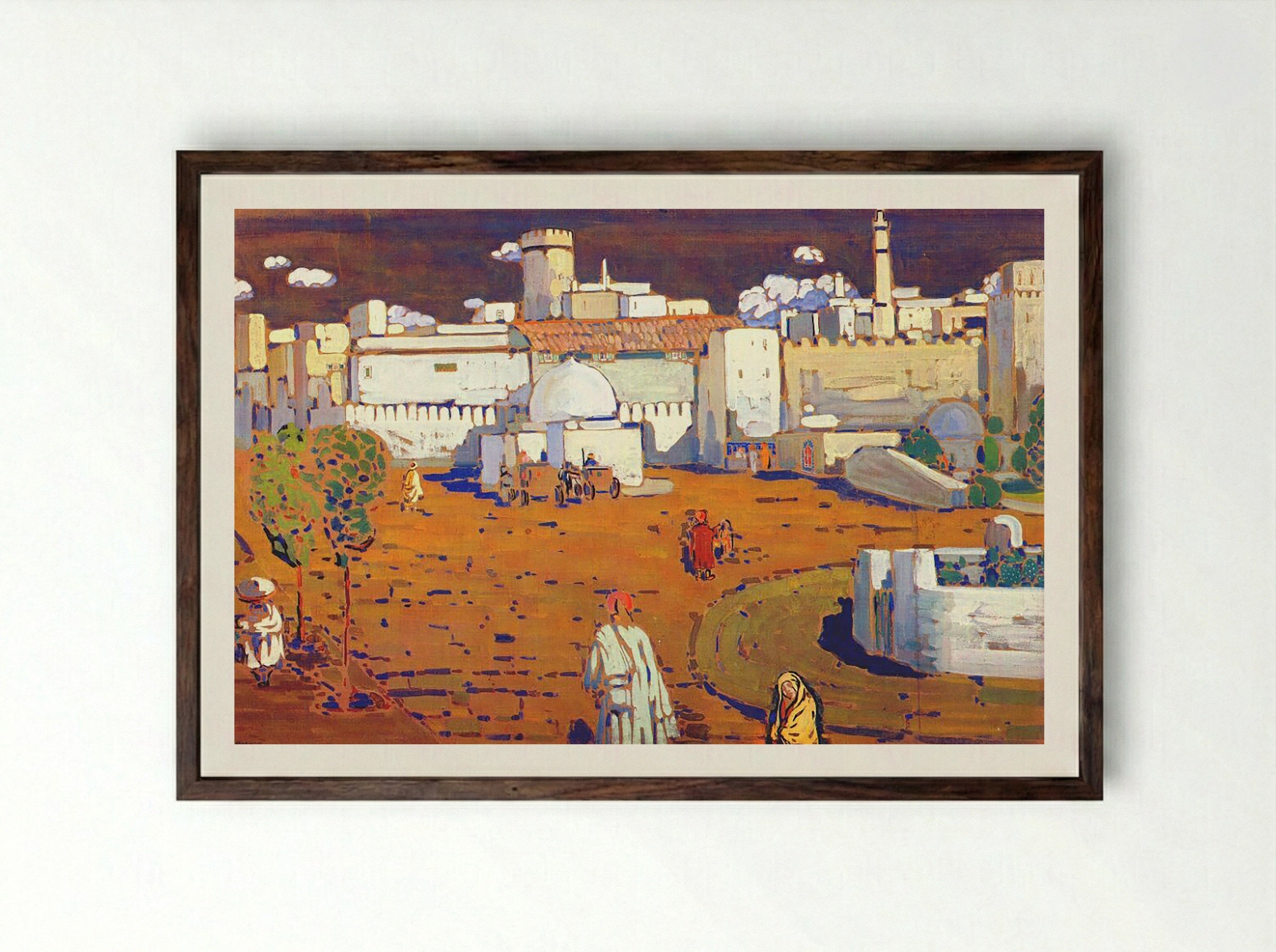 Untitled (Arab Town Scene) - Fine Art Print - Framed Print Dark Wood