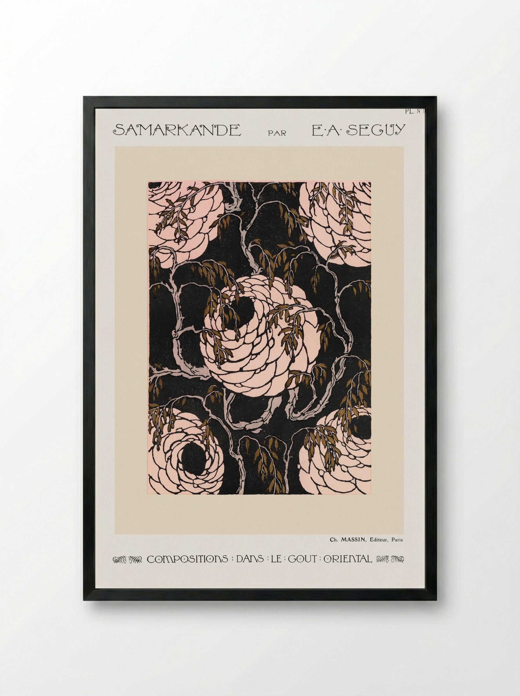 Samarkande, Plate 16 (Floral Composition in the Oriental Style) - Émile-Allain Séguy - Framed Print Black