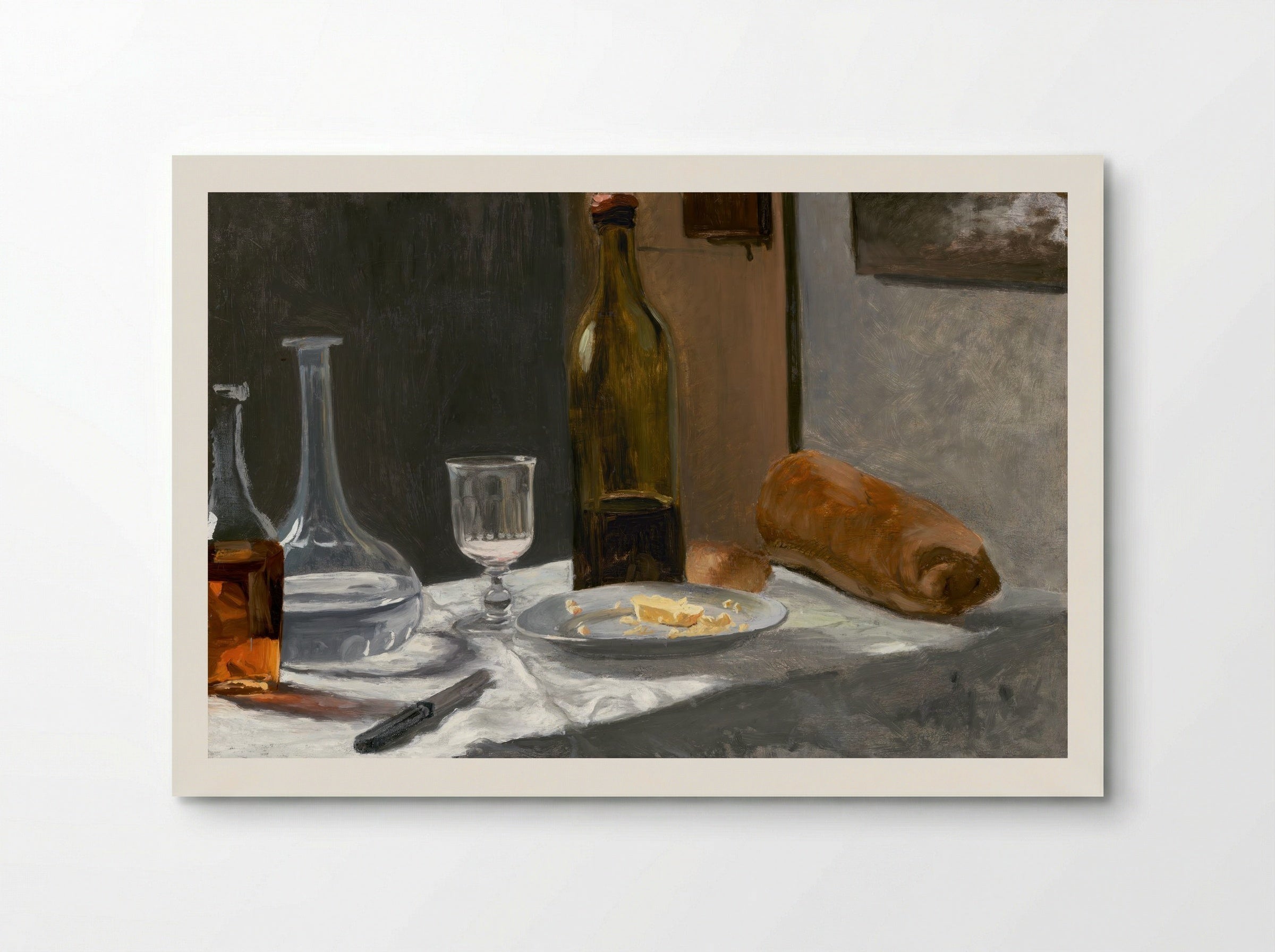 Still Life with Bottle, Carafe, Bread, and Wine - Claude Monet - Poster
