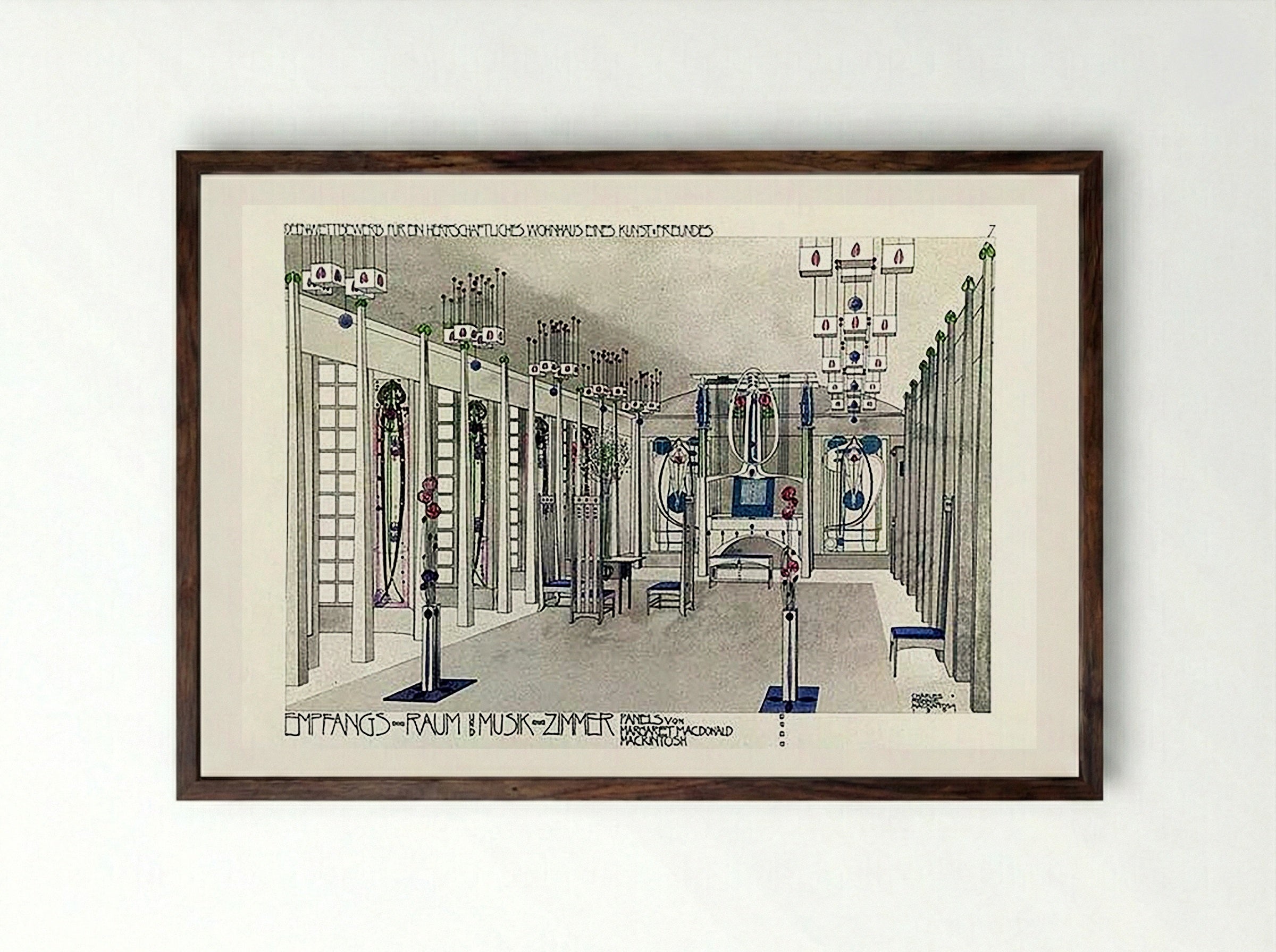 Music Room Interior Design - Charles Rennie Mackintosh - Framed Print Dark Wood