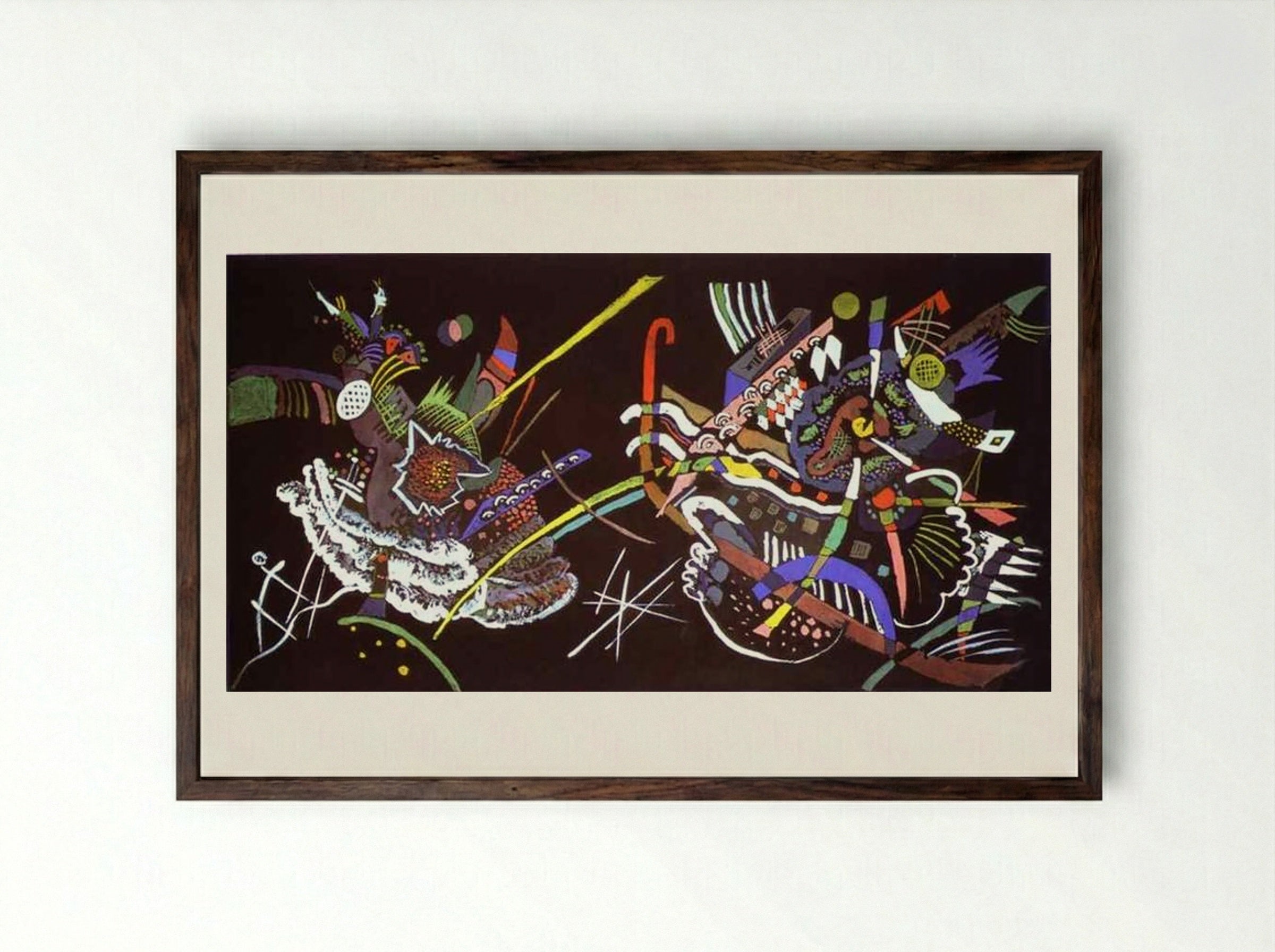 Draft for Mural In The Unjuried Art Show, Wall B - Wassily Kandinsky - Framed Print Dark Wood