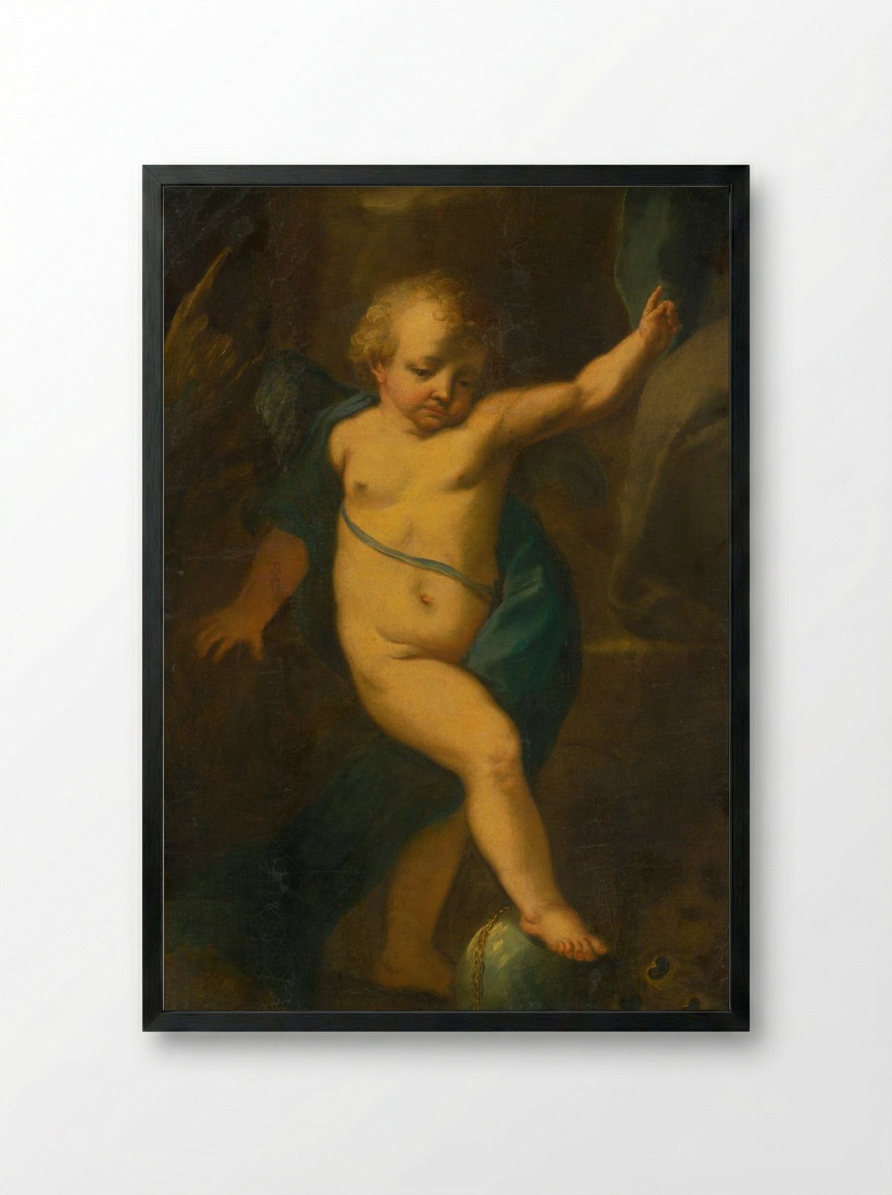 Allegorical Figure of an Angel - Fine Art Print - Framed Print Black
