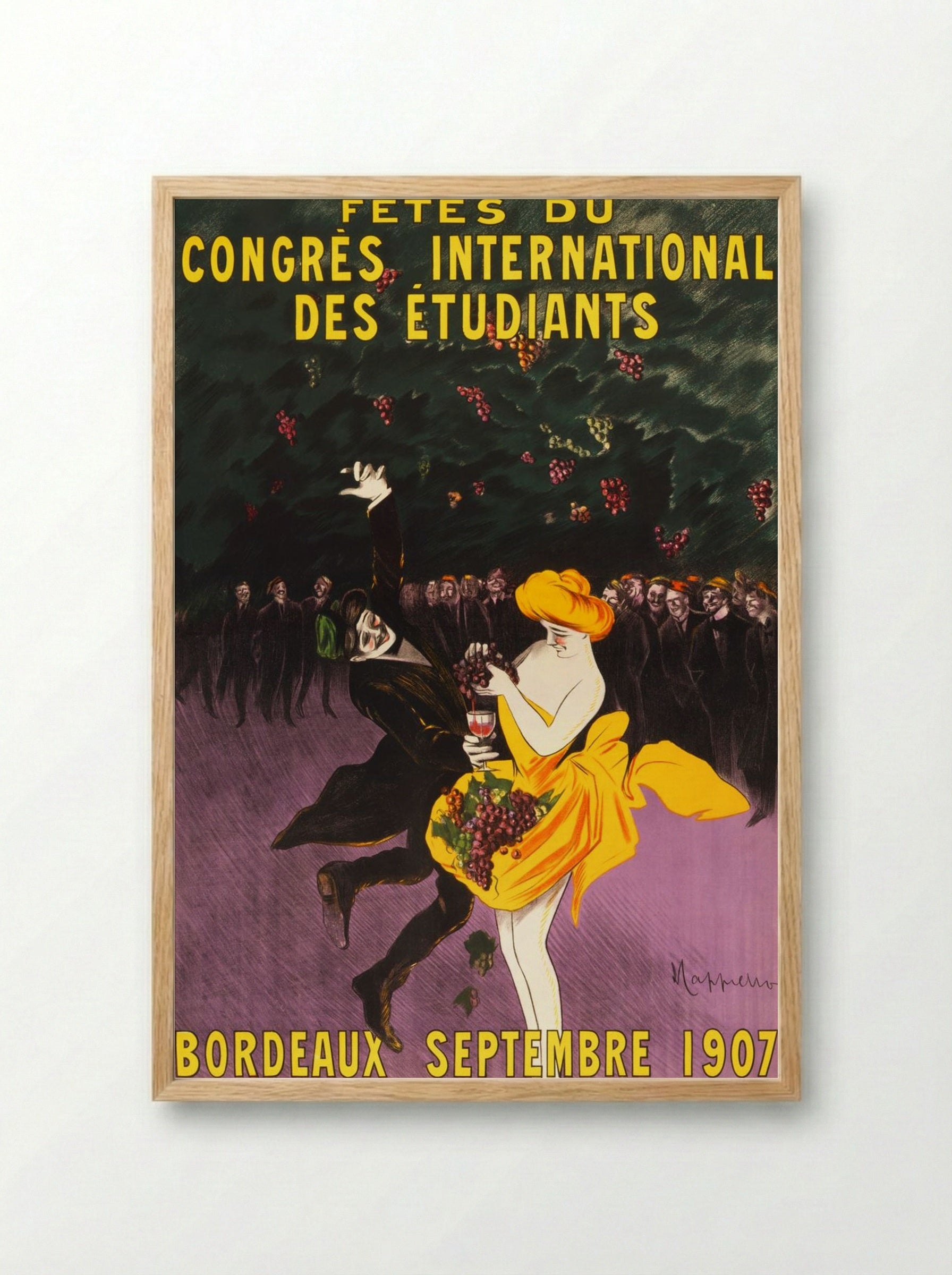 Celebrations of the International Student Congress, Bordeaux, 1907 - Leonetto Cappiello - Framed Print Wood