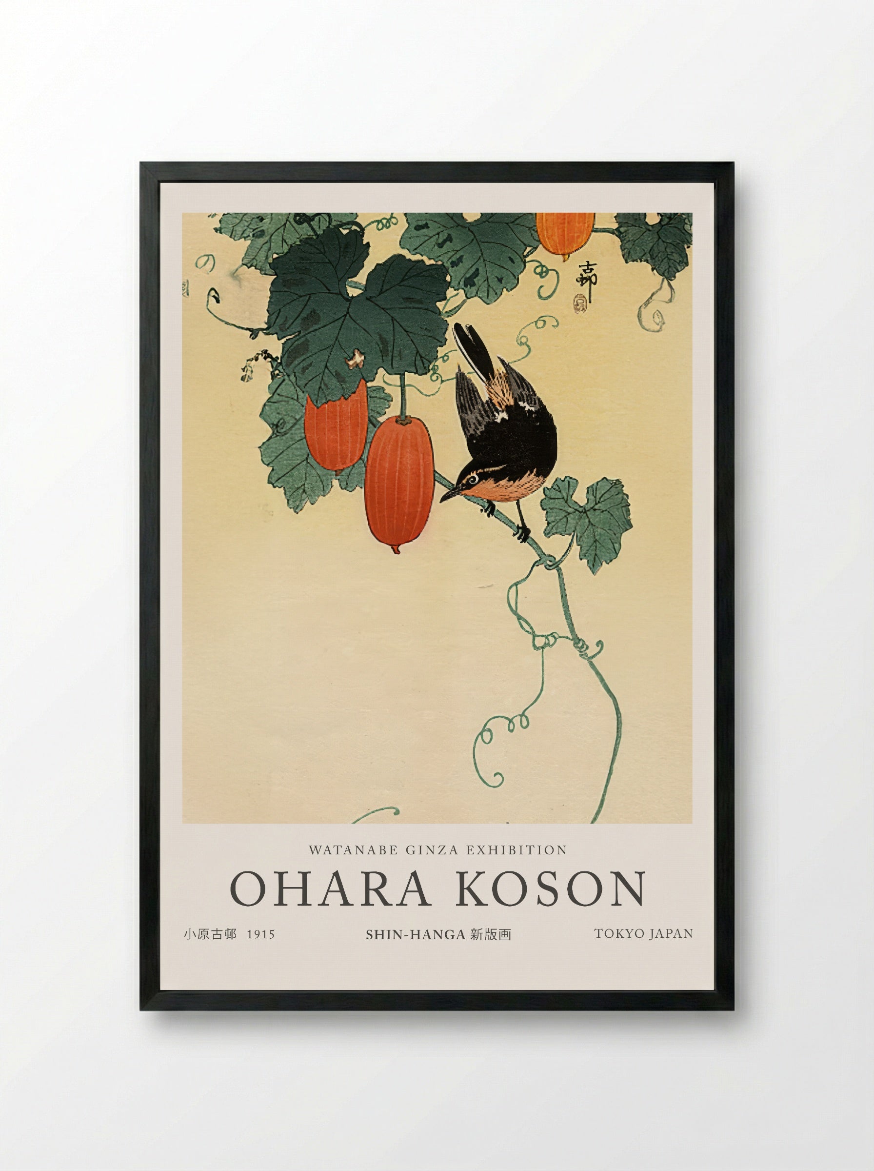 A Flycatcher On Cucumber Bush - Ohara Koson