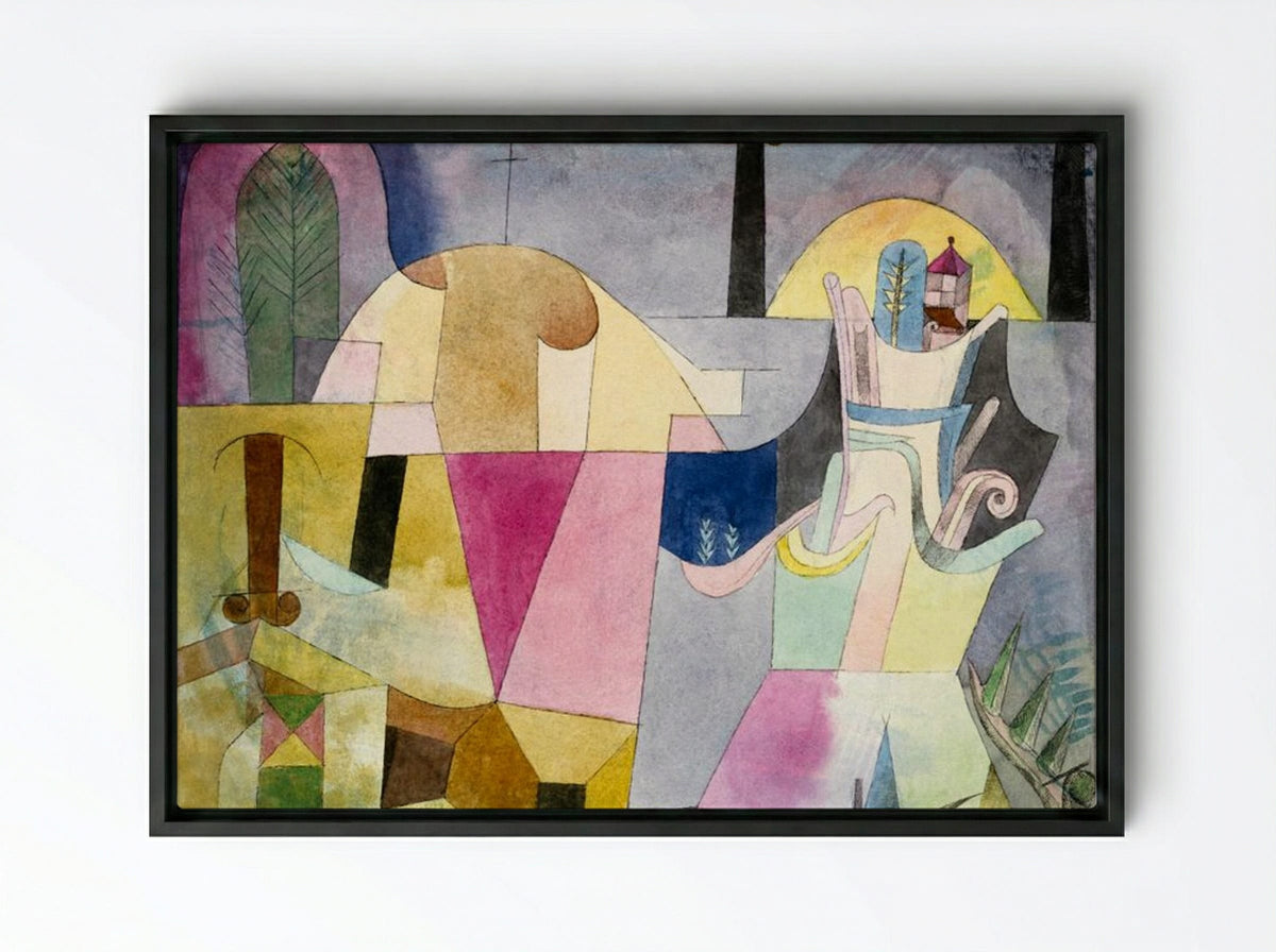 Black Columns in a Landscape - Paul Klee - Framed Canvas Black