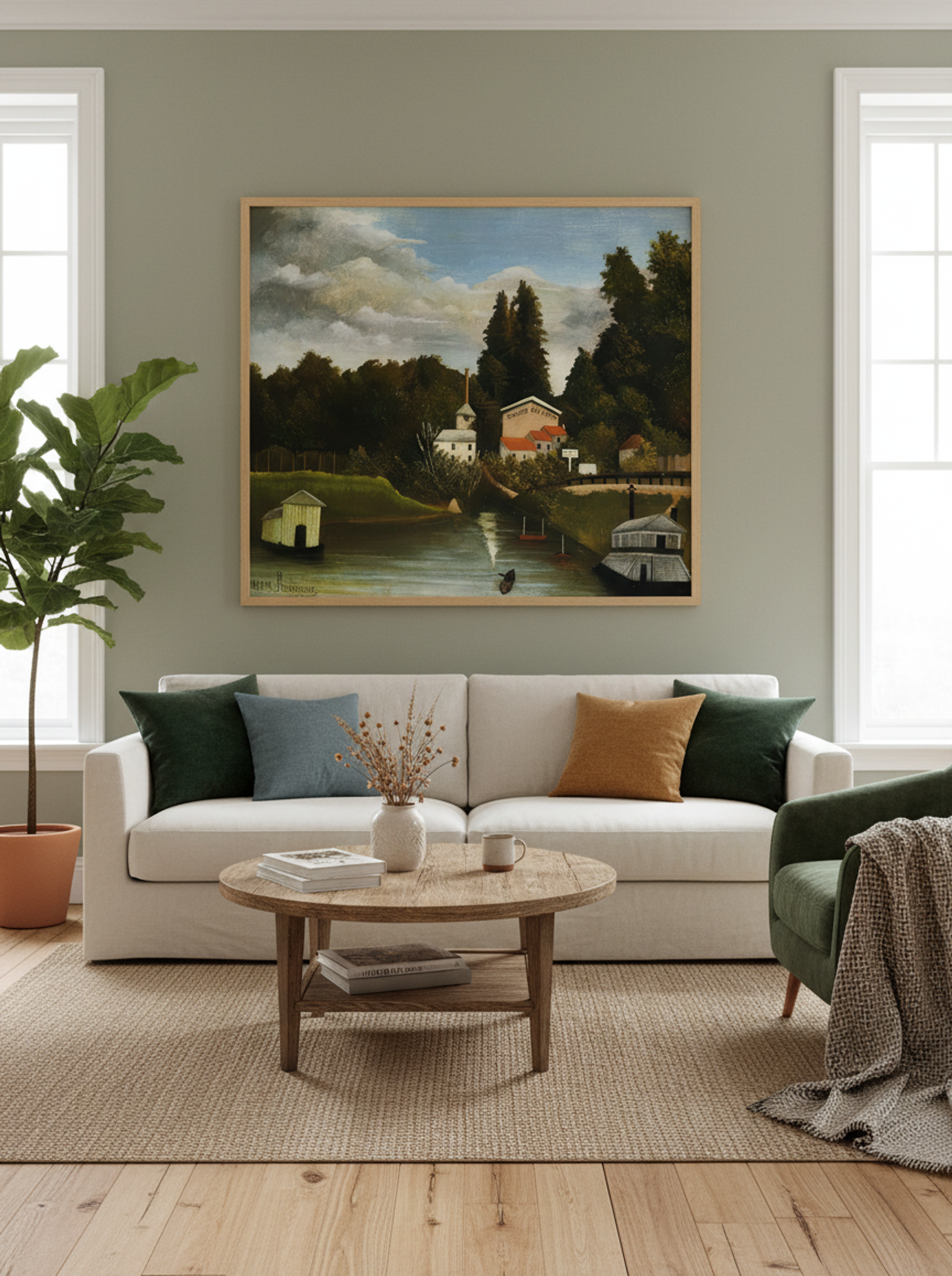 The Mill by Henri Rousseau – Naïve Art Village Landscape Print - Lifestyle