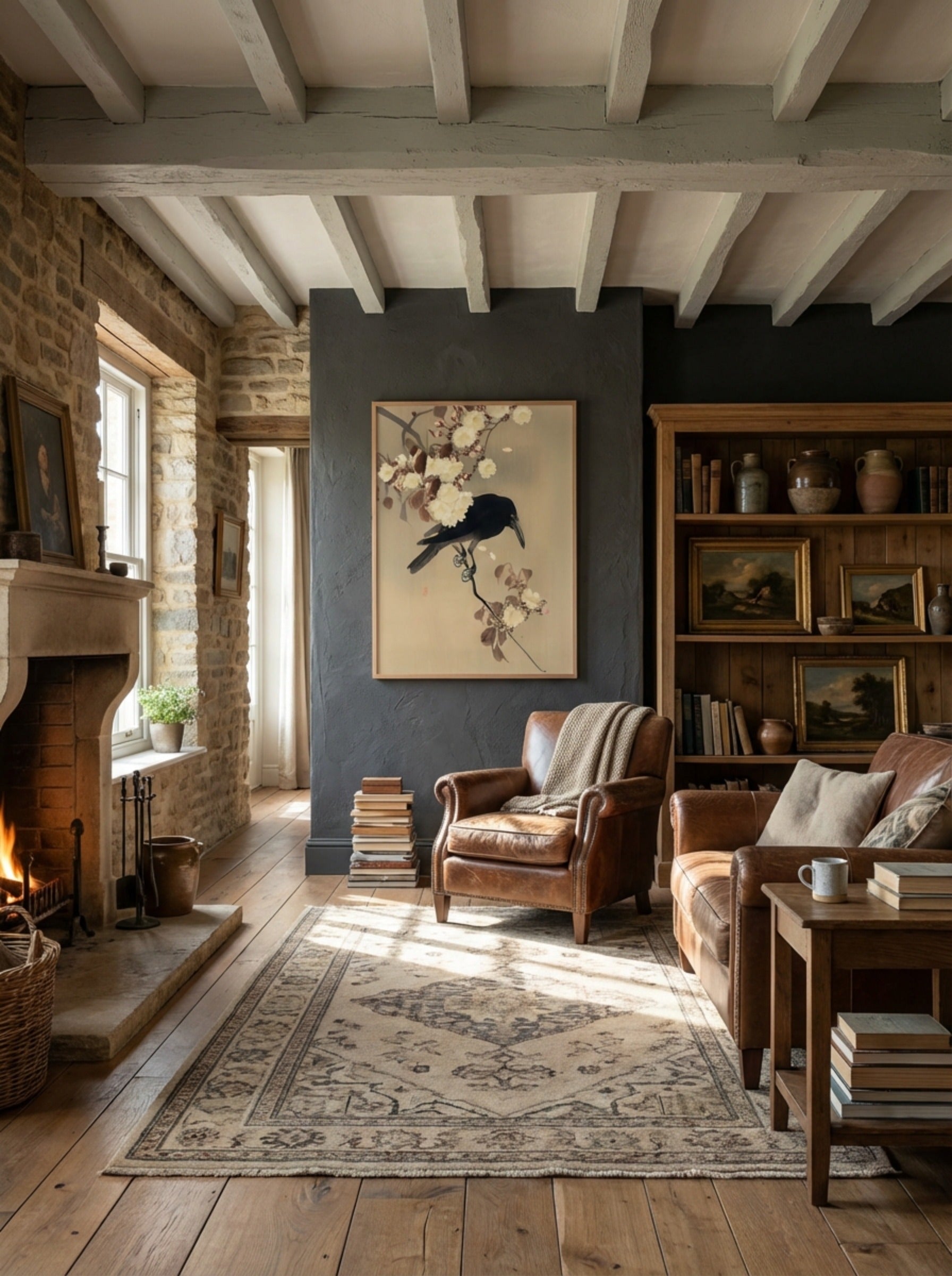 Crow On A Cherry Branch - Ohara Koson