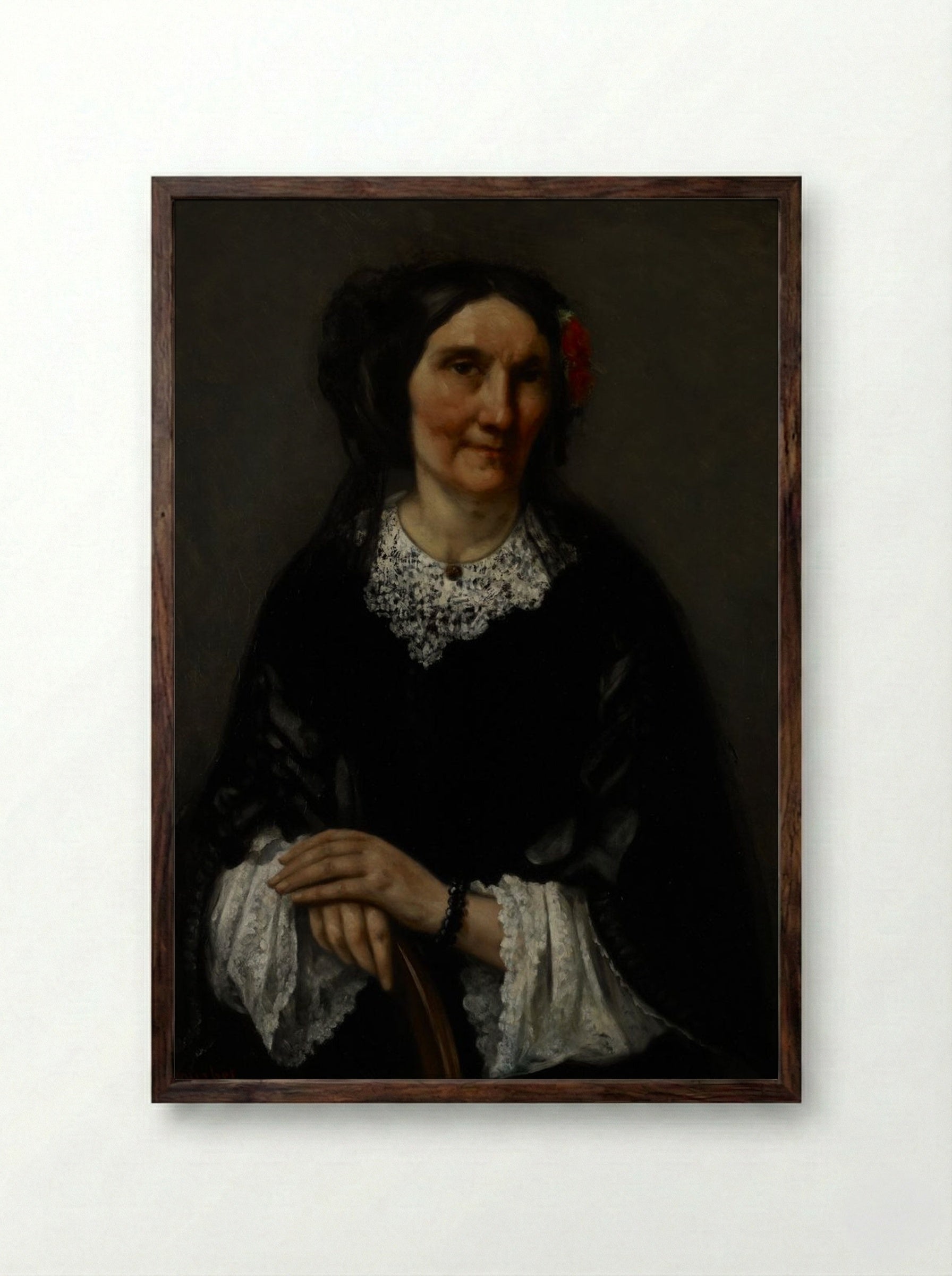 Portrait of a Woman - Gustave Courbet - Framed Print Dark Wood
