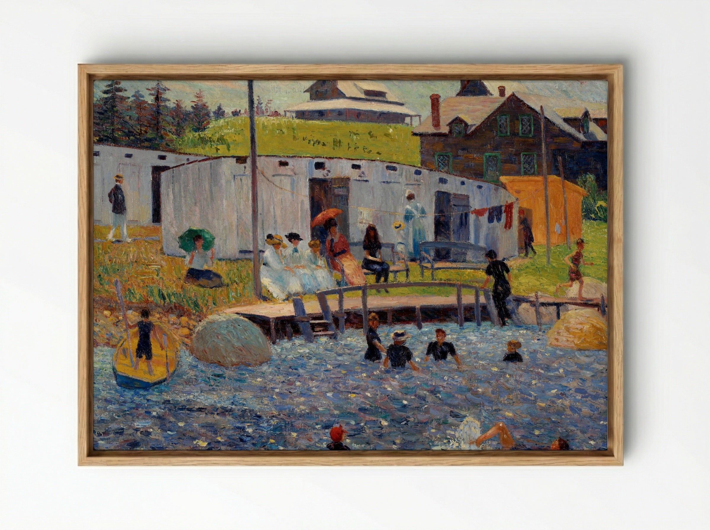 The Bathing Hour, Chester, Nova Scotia - William James Glackens - Framed Canvas Wood