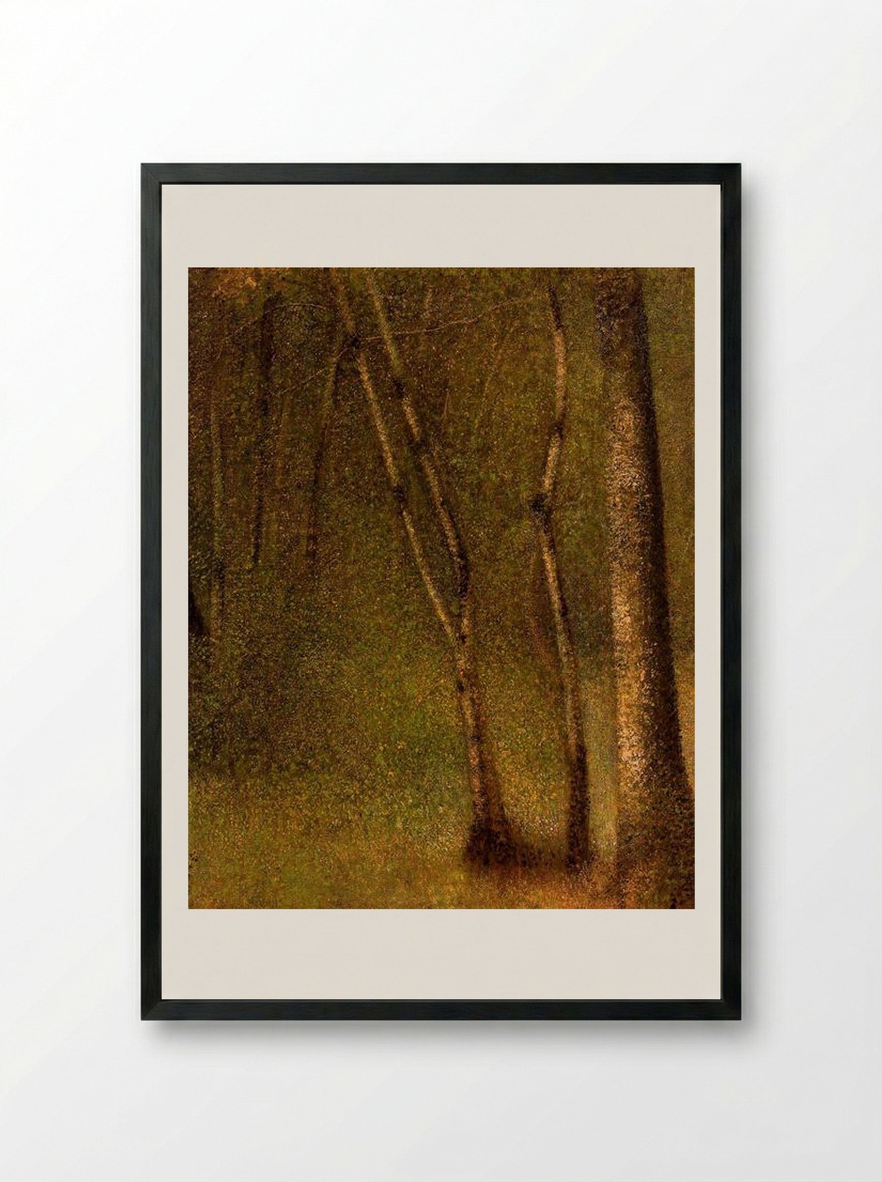 The Forest at Pontaubert - Georges Seurat - Framed Print Black