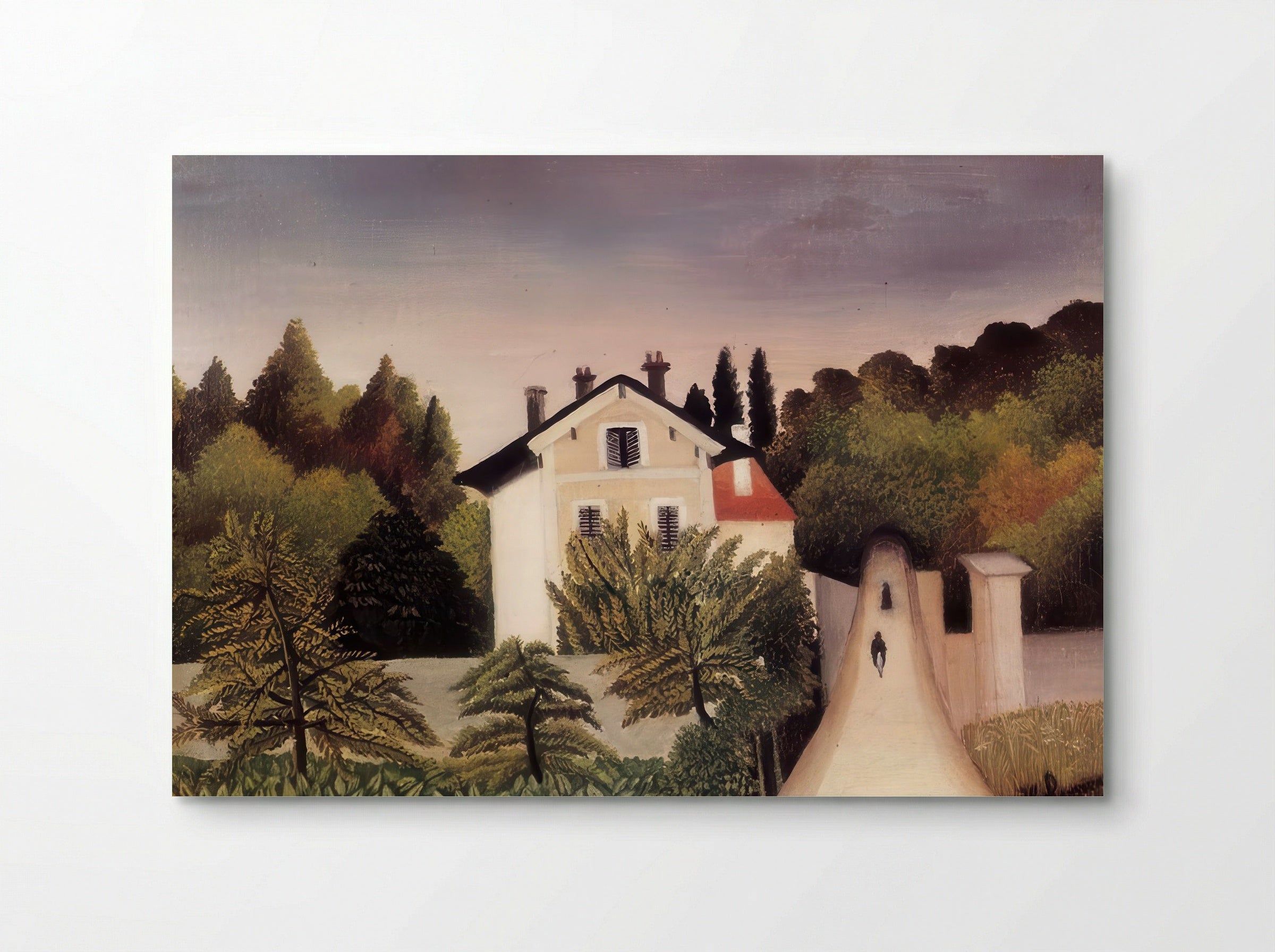 House on the Outskirts of Paris by Henri Rousseau – Naïve Art Suburban Landscape Print - Poster