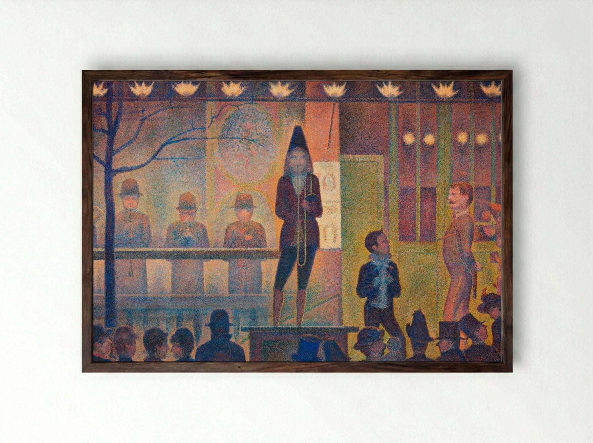 Circus Sideshow (Parade de Cirque) - Georges Seurat - Framed Print Dark Wood