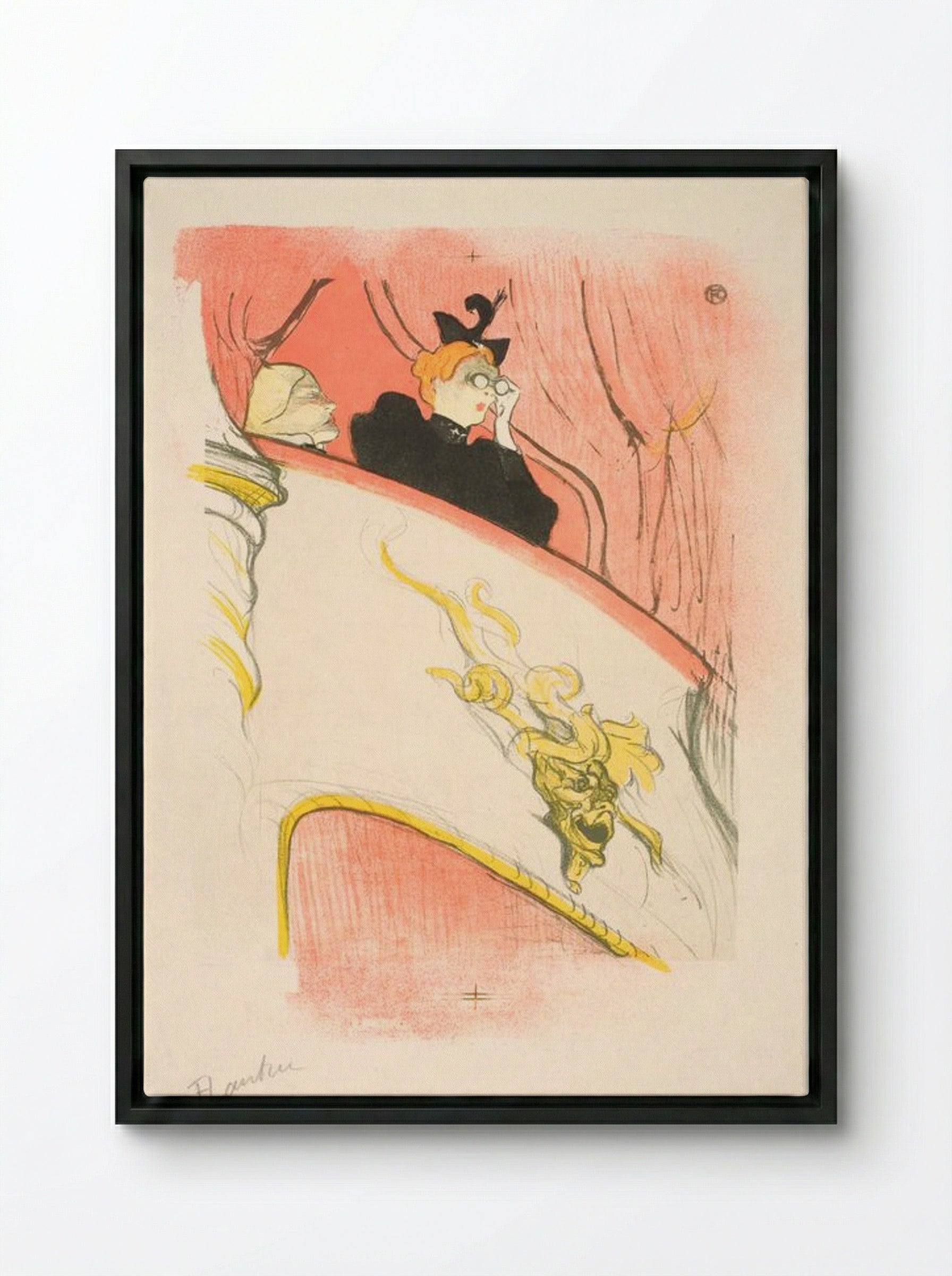 La Loge au Mascaron Doré - Henri de Toulouse-Lautrec - Framed Canvas Black