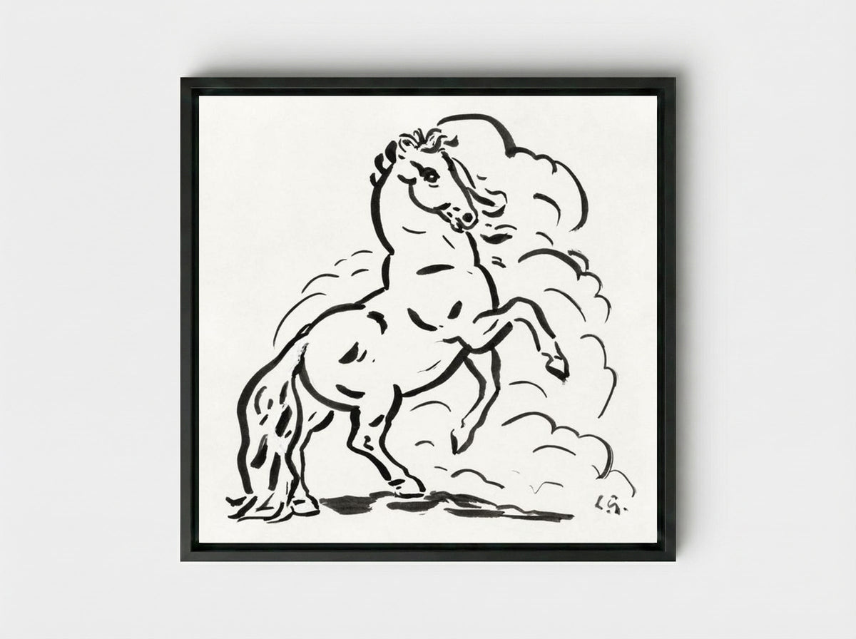 Rearing Horse - Leo Gestel - Framed Canvas Black