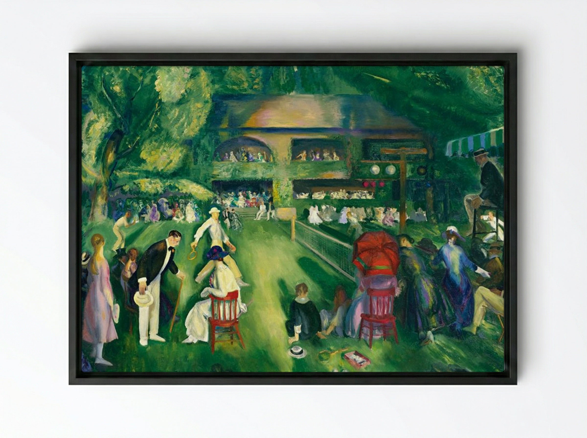 Tennis at Newport - George Bellows - Framed Canvas Black