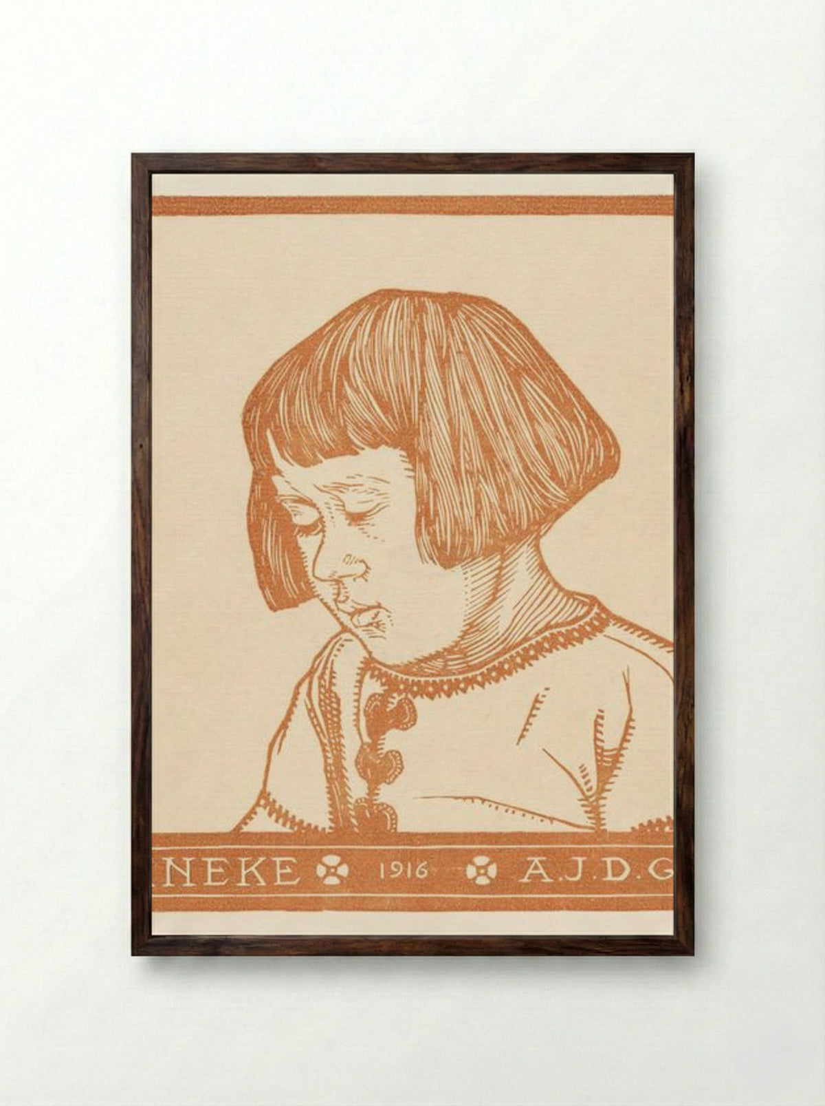 Portrait of Ineke Broekman - Julie de Graag - Framed Print Dark Wood
