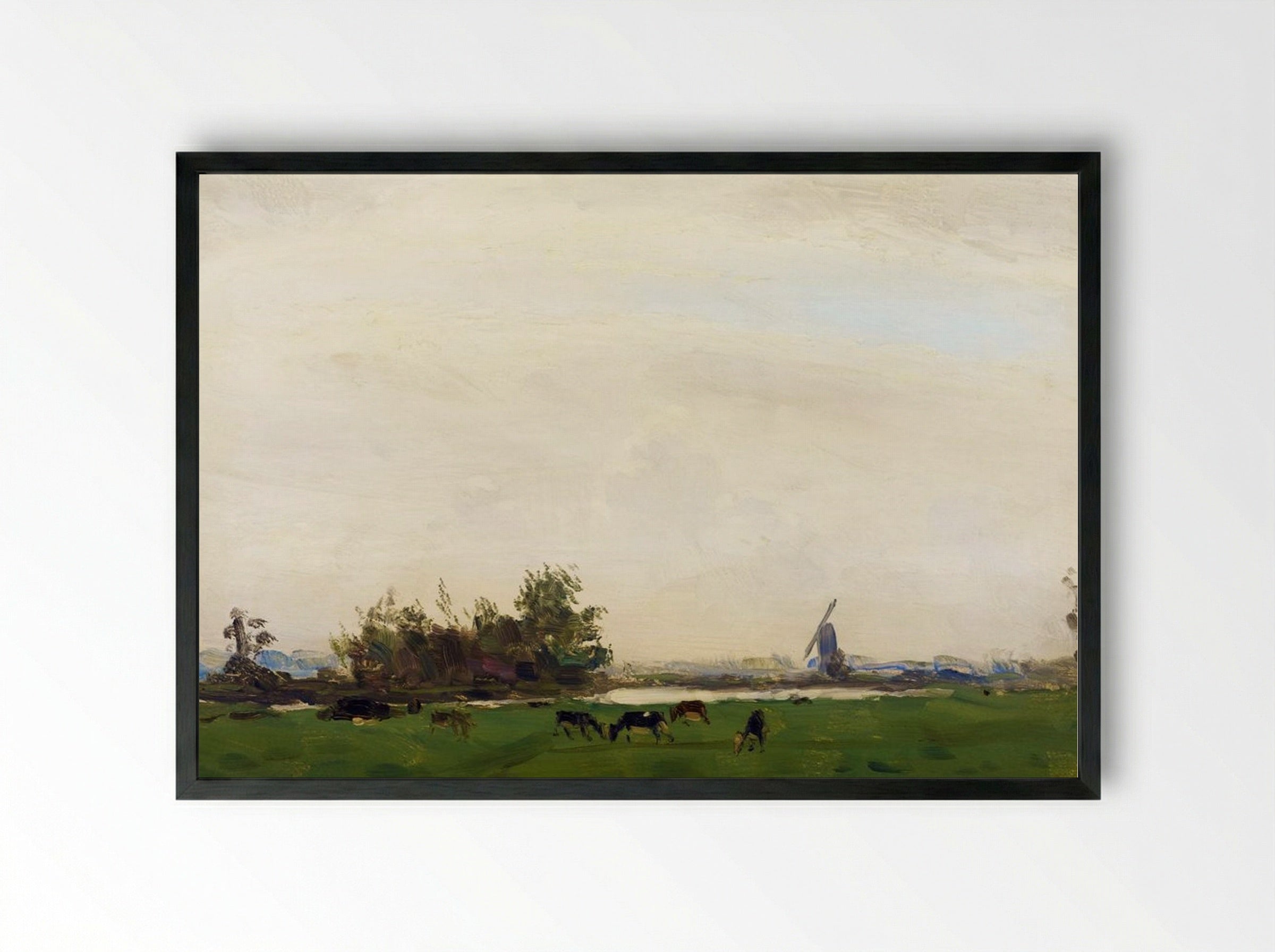 Meadow Landscape on the Spaarne - Gerrit Willem Dijsselhof - Framed Print Black
