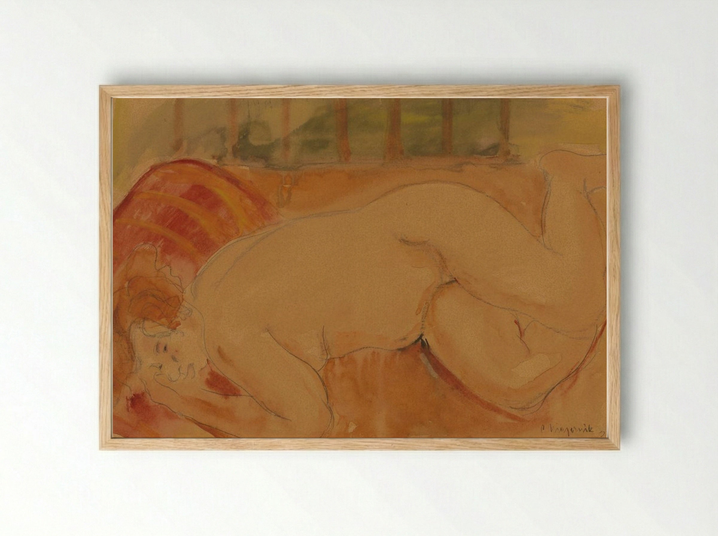 Reclining Nude - Cyprián Majerník - Framed Print Wood
