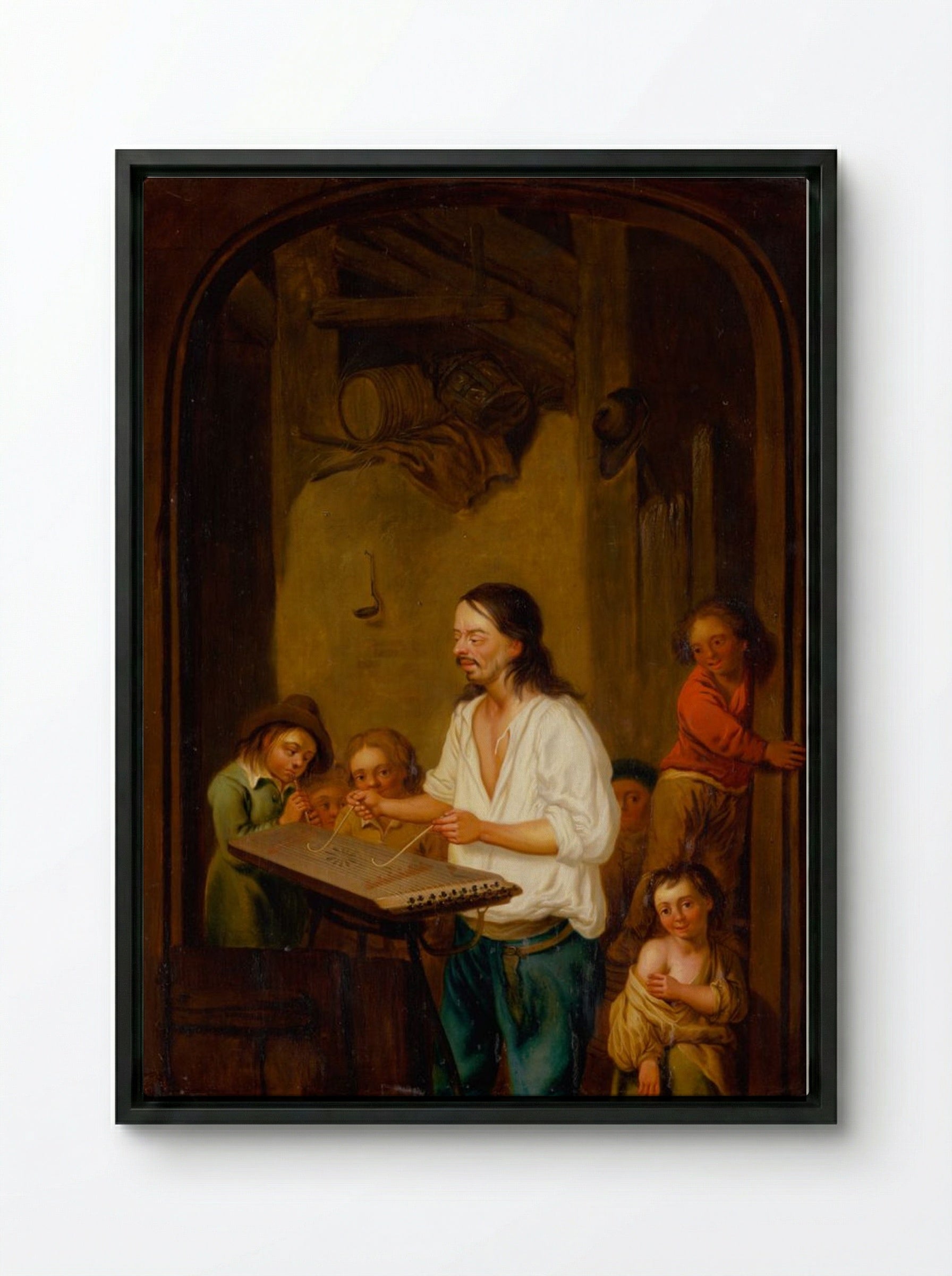 The Music Master - Jan Steen - Framed Canvas Black